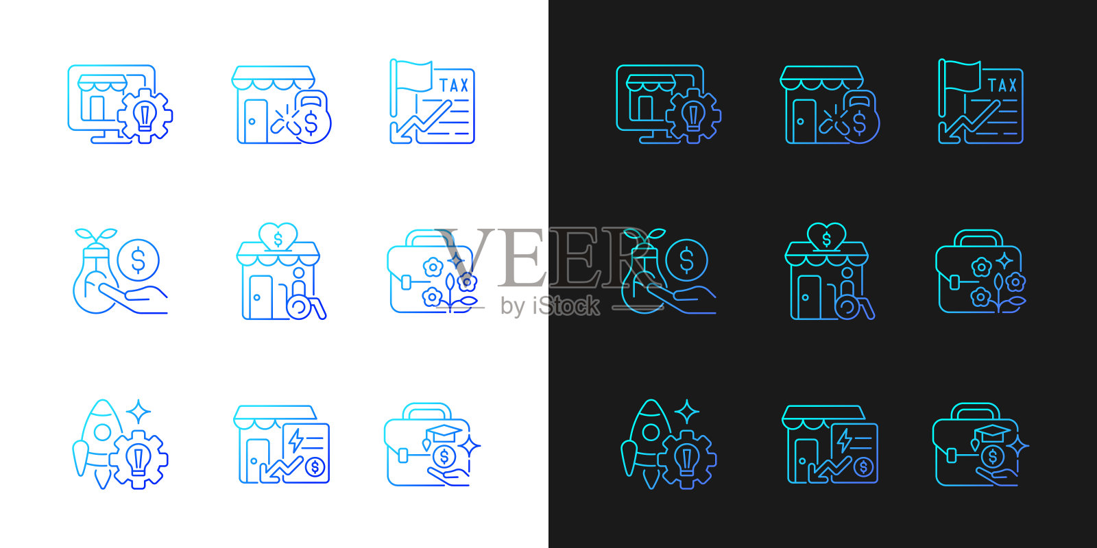 小型企业开发支持为黑暗和光明模式设置渐变图标图标素材