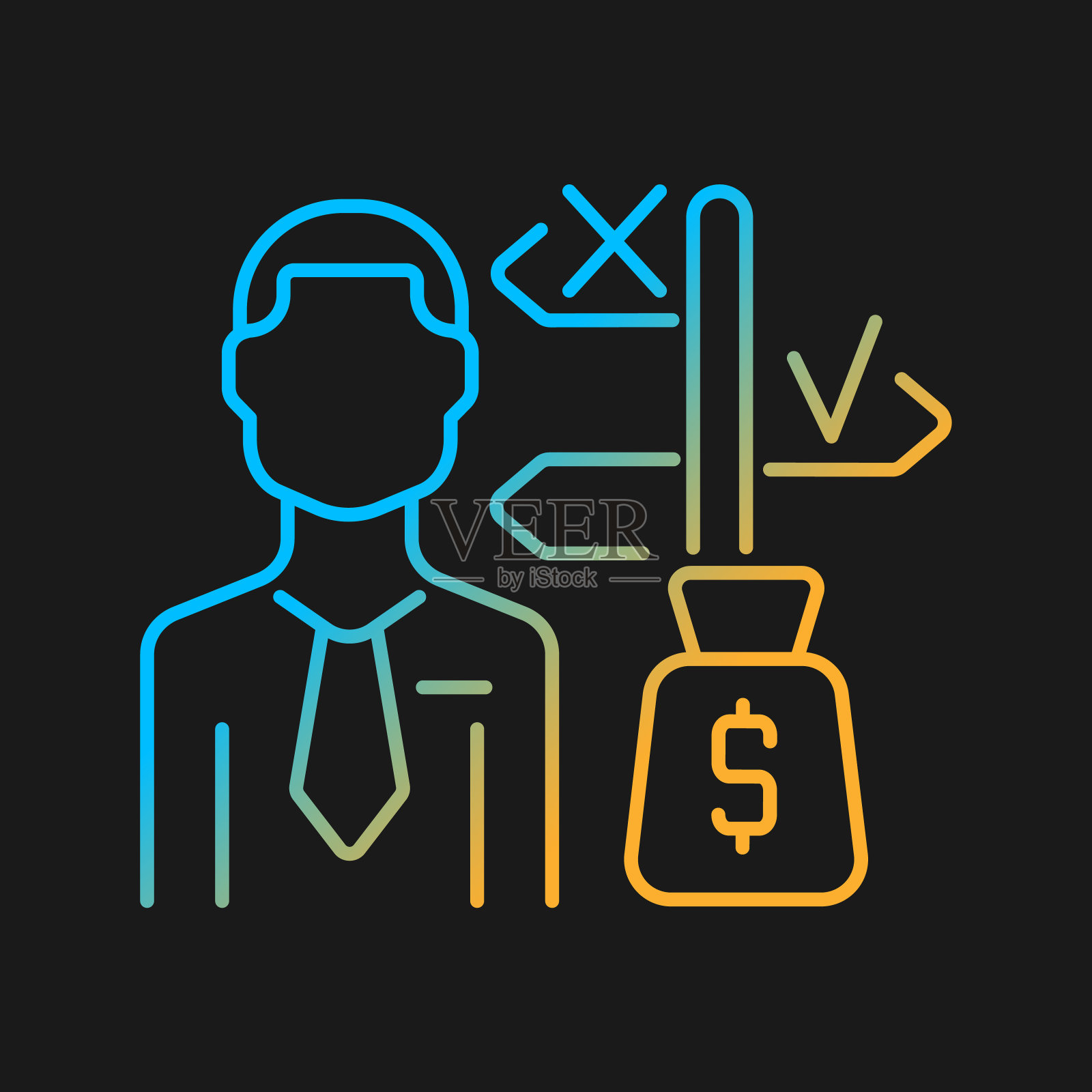 资产管理器渐变矢量图标黑色主题插画图片素材