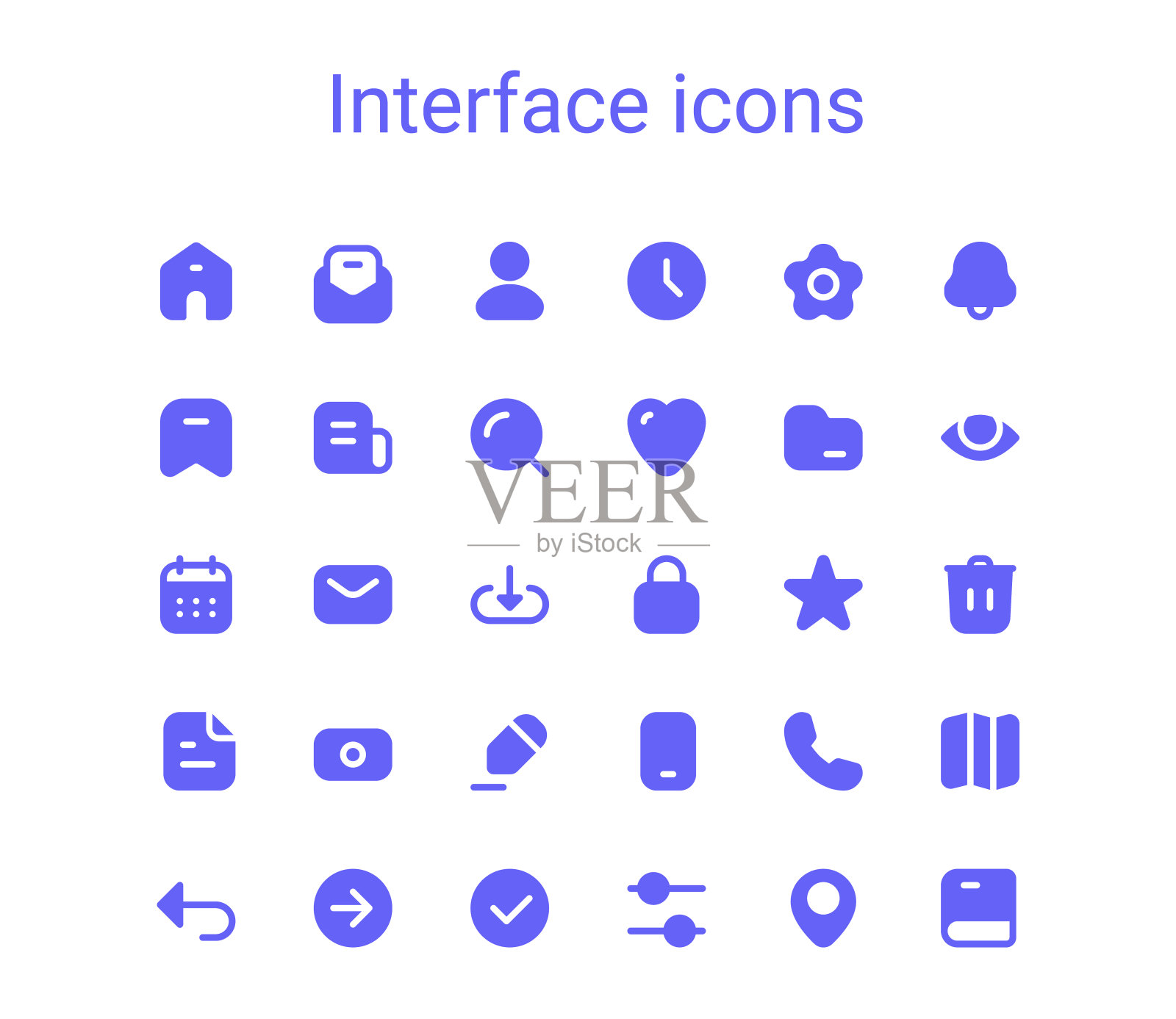 简单的小实体图标集。圆角迷你矢量图标。像素完美。图标素材