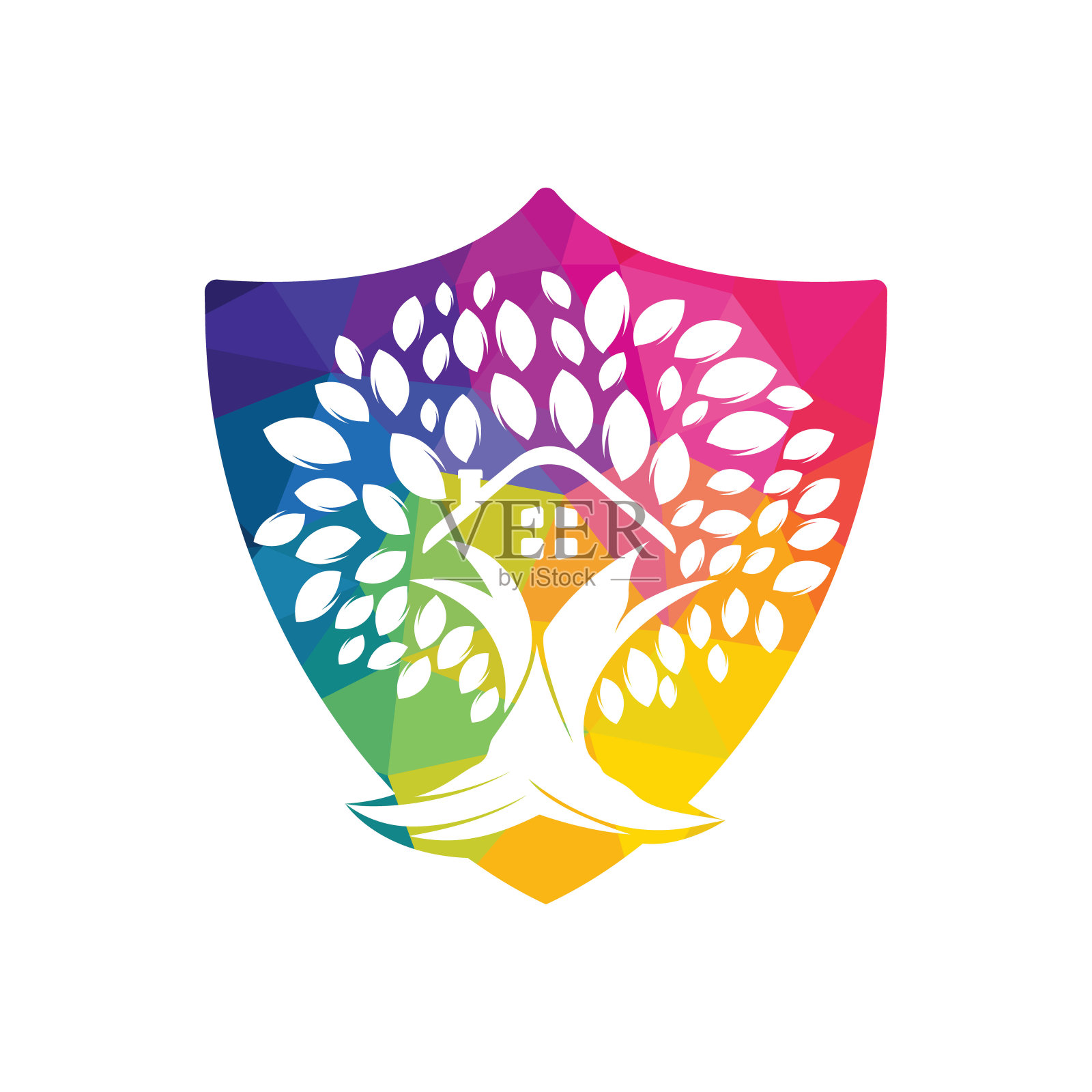 树屋标志设计。生态住宅矢量设计模板。插画图片素材