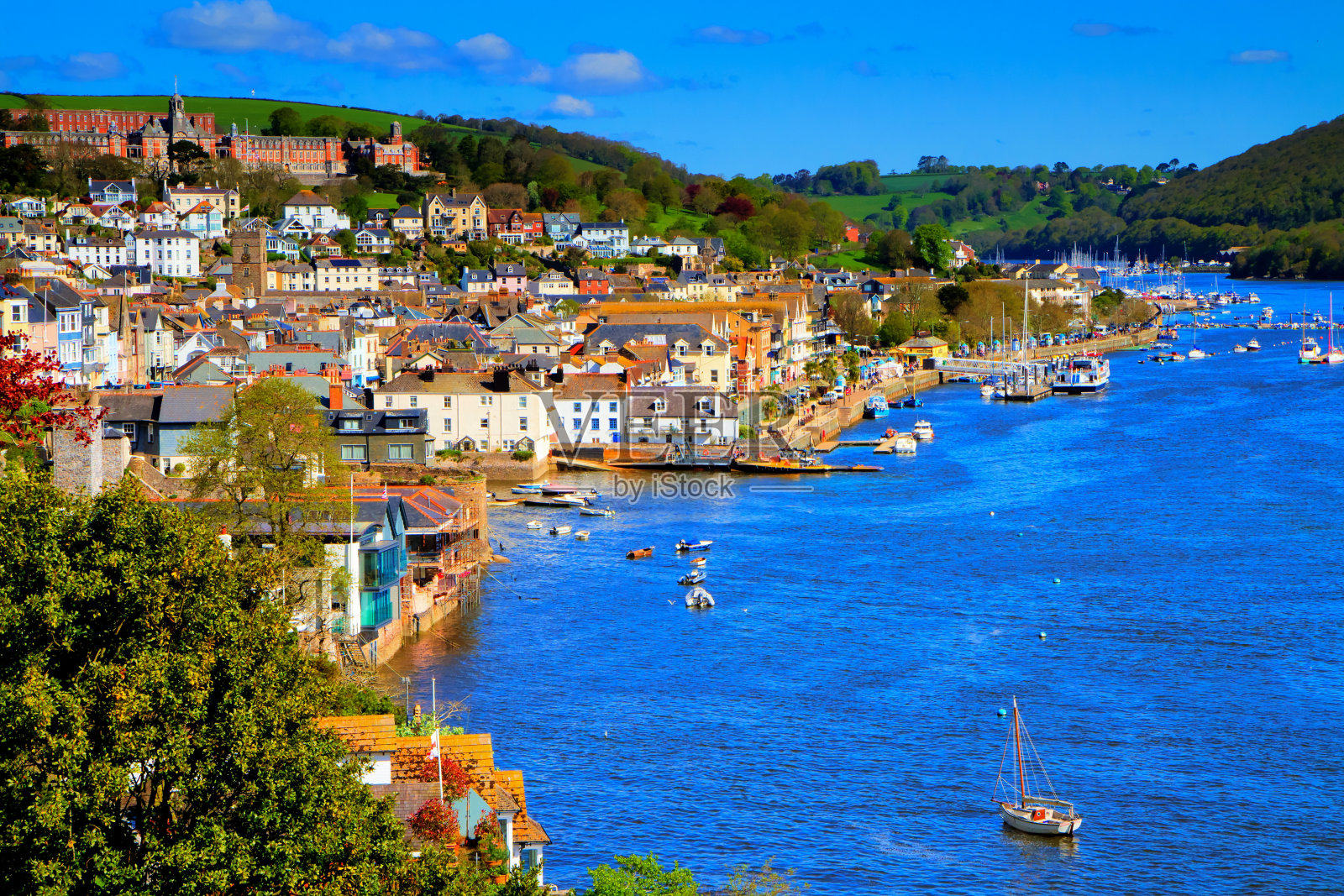 达特茅斯德文港和英格兰镇英国历史悠久的英国地方达特河照片摄影图片