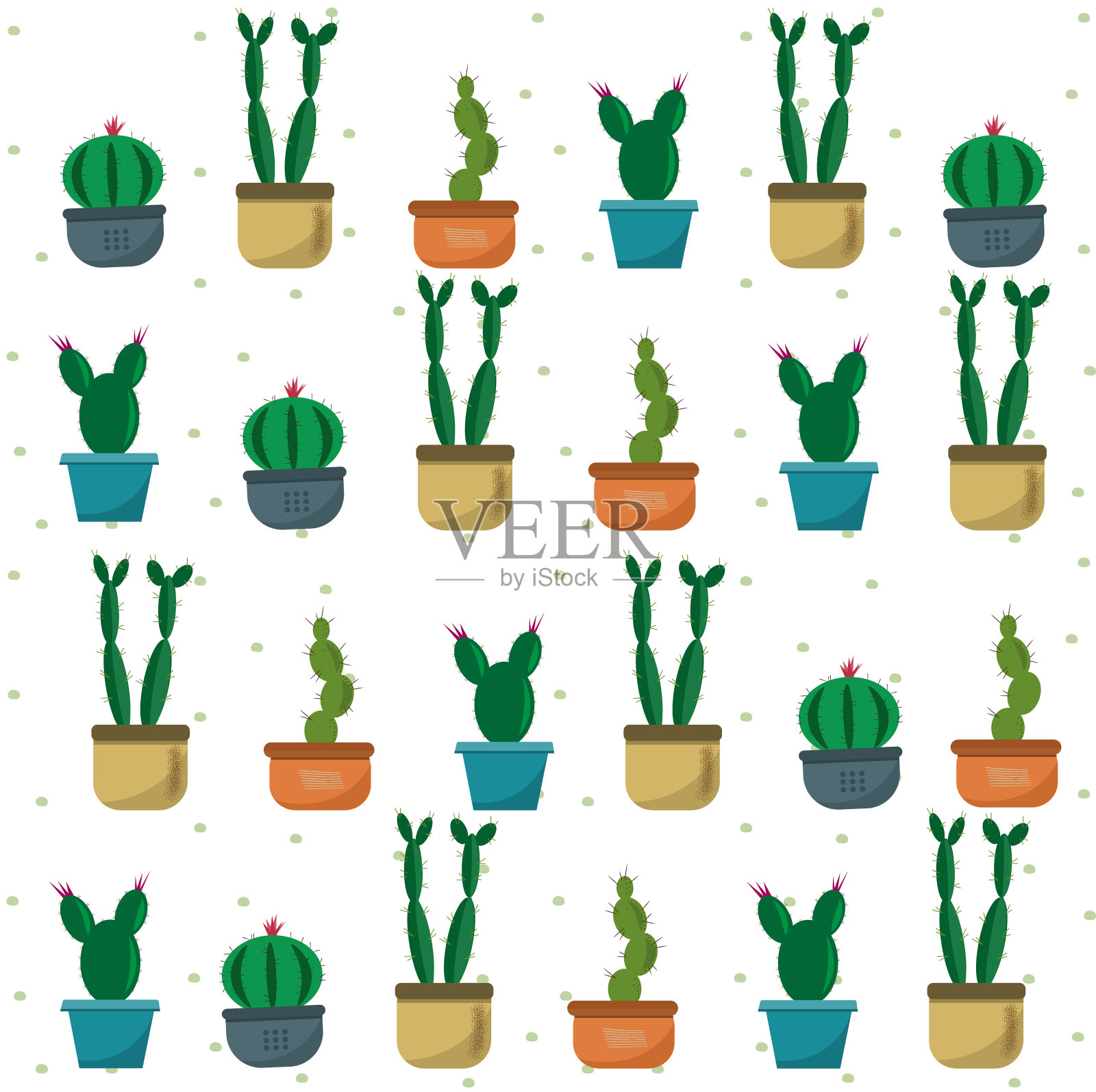 图案与仙人掌，平面矢量插图设计元素图片