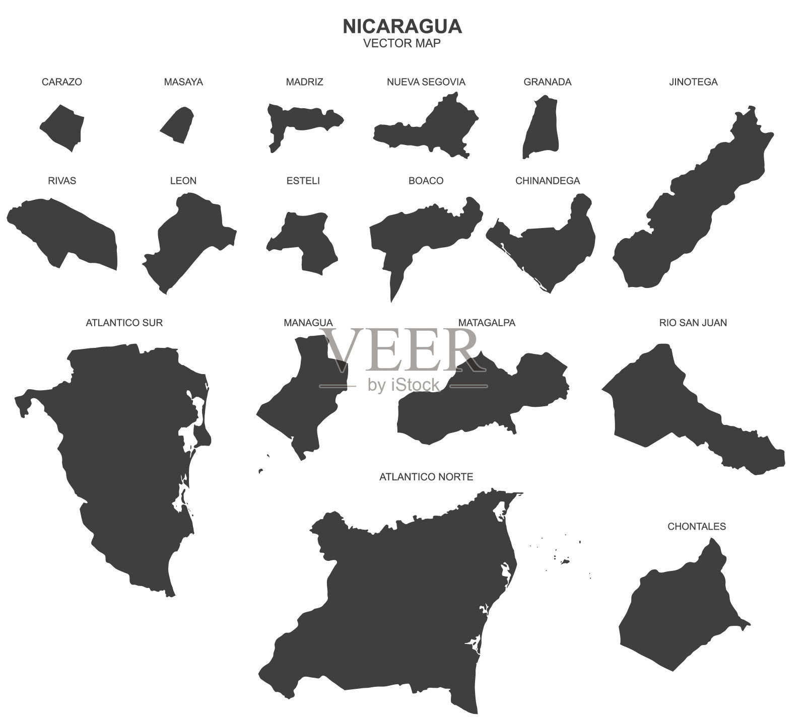 向量设计元素-地图的尼加拉瓜插画图片素材