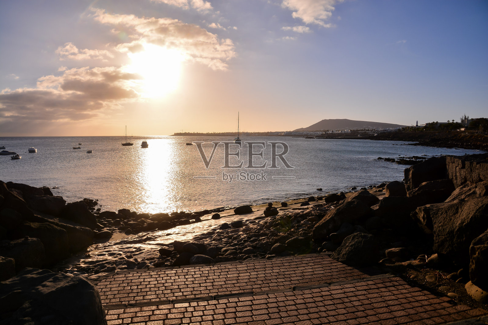 西班牙加那利群岛热带火山的景观照片摄影图片