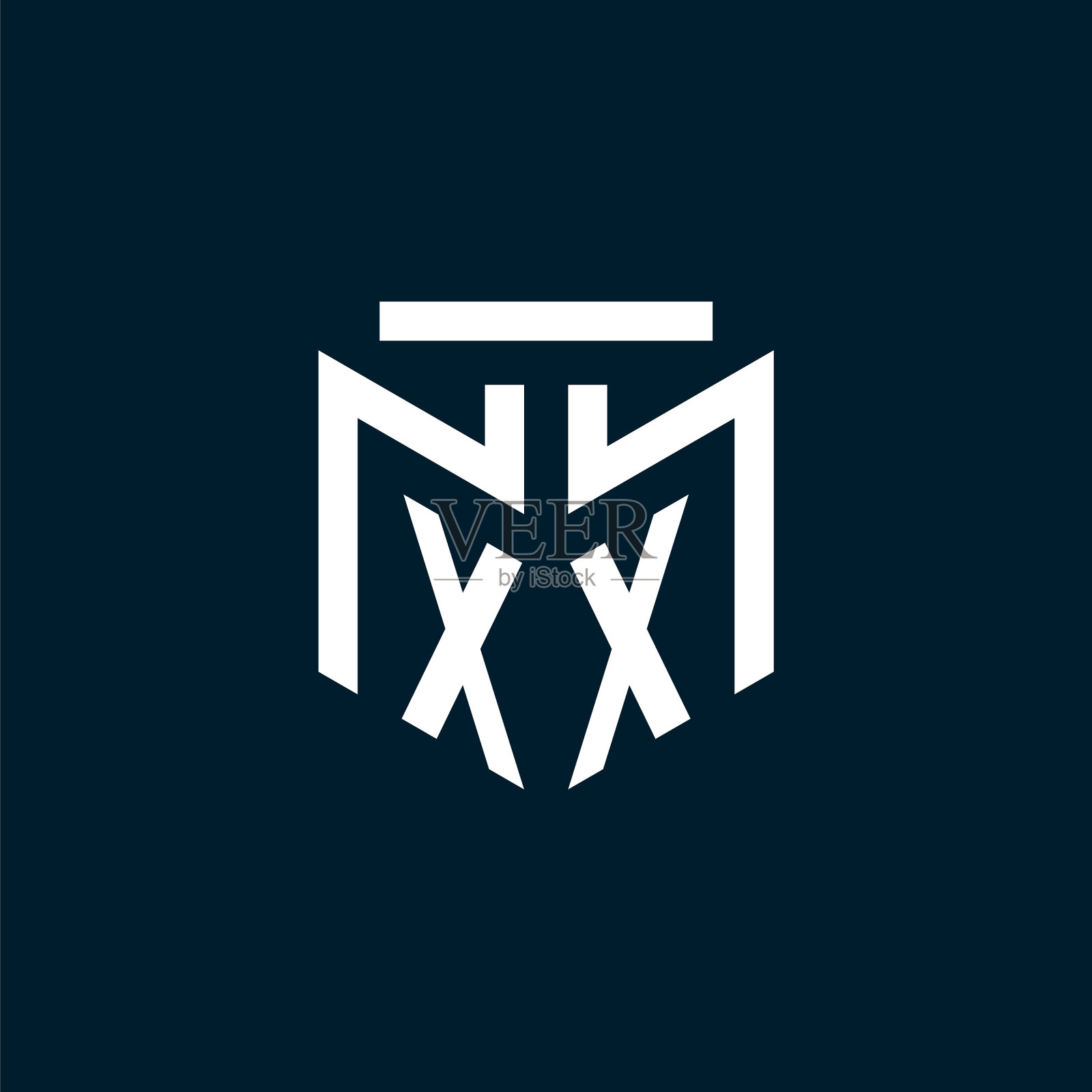 Xx字母组合的初始标志与抽象几何插画图片素材