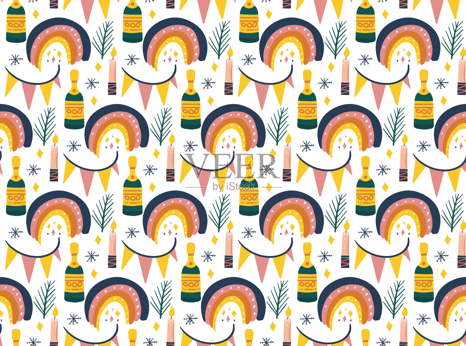 新年快乐抽象波西米亚图案现代风格。背景,壁纸。矢量图插画图片素材