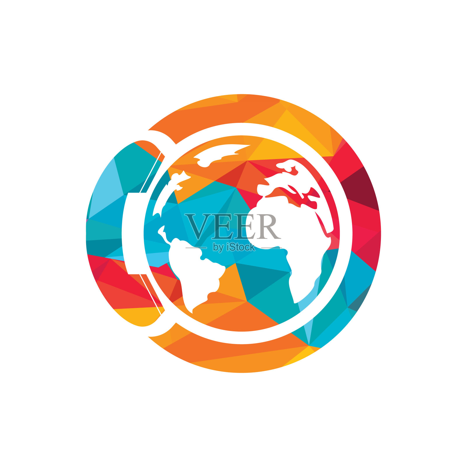 呼叫和全球图标国际呼叫符号标志模板设计。插画图片素材