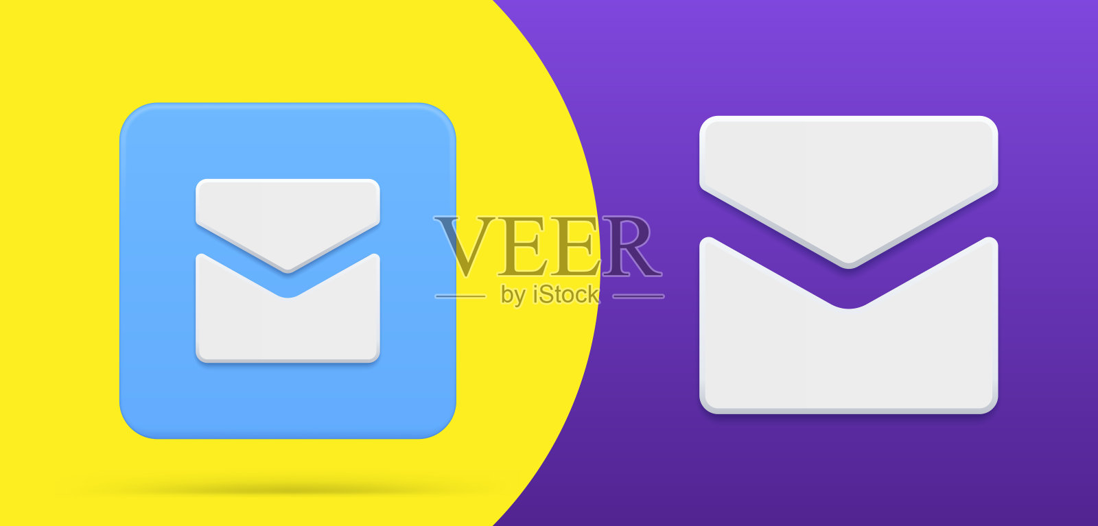 电子邮件关闭信封按钮标志徽章在线警报通知3d图标矢量插图图标素材