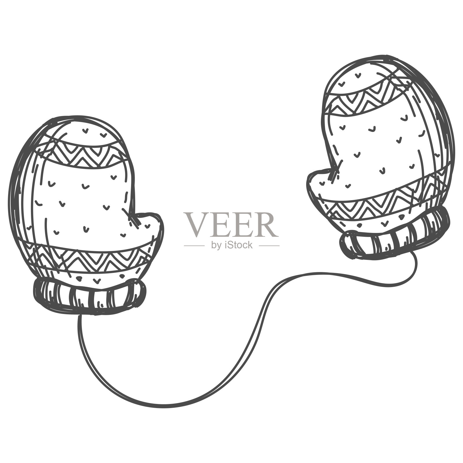 冬天温暖的手套手画插画图片素材