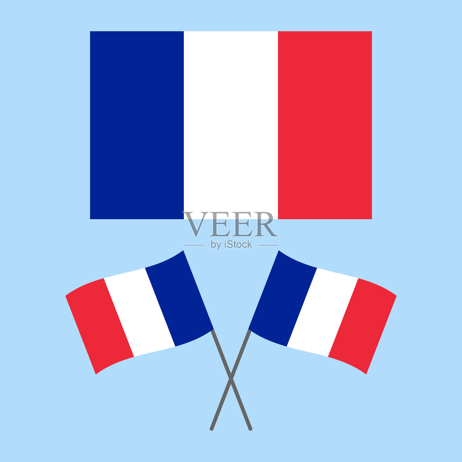 波浪法国国旗。法国的国旗。设计元素图片