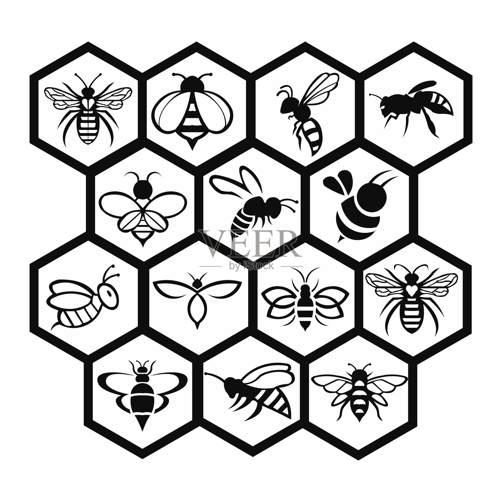 蜜蜂的标签插画图片素材