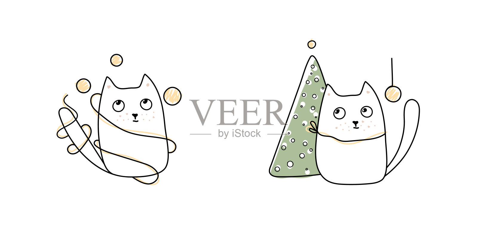 卡通猫涂鸦插画图片素材