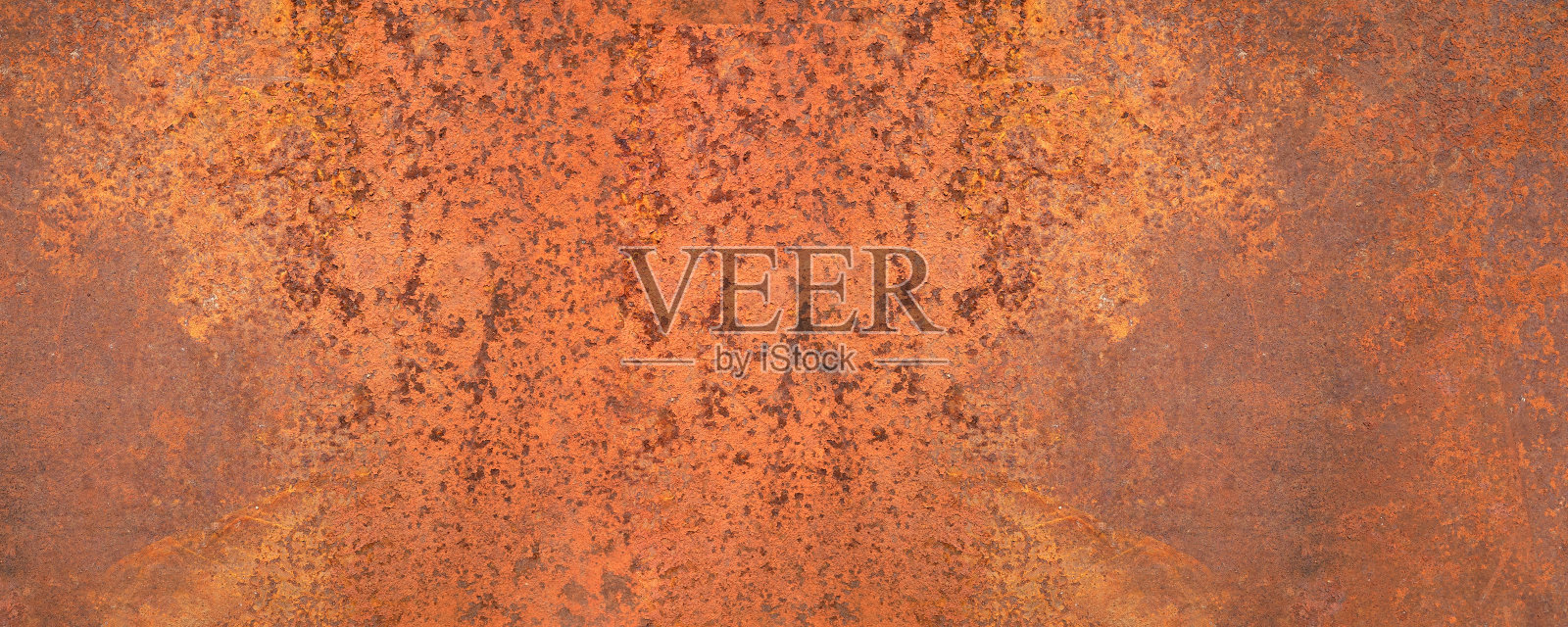 旧金属表面涂有一层橙色锈的纹理。横幅,复制空间照片摄影图片