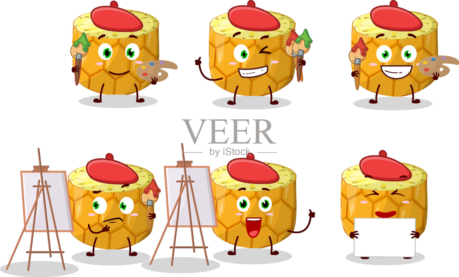 菠萝卡通片艺术家插画图片素材