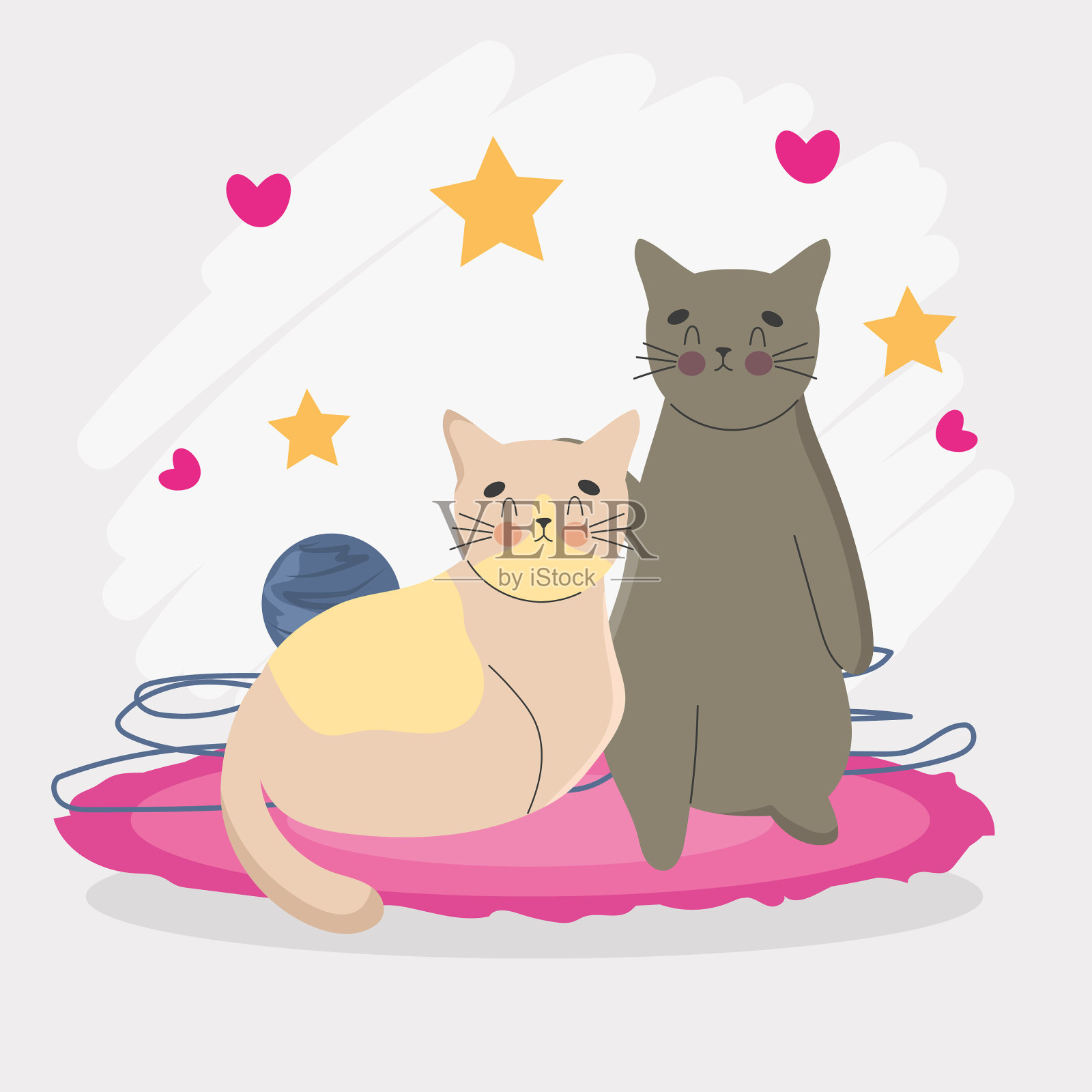 漂亮的猫卡特尔插画图片素材