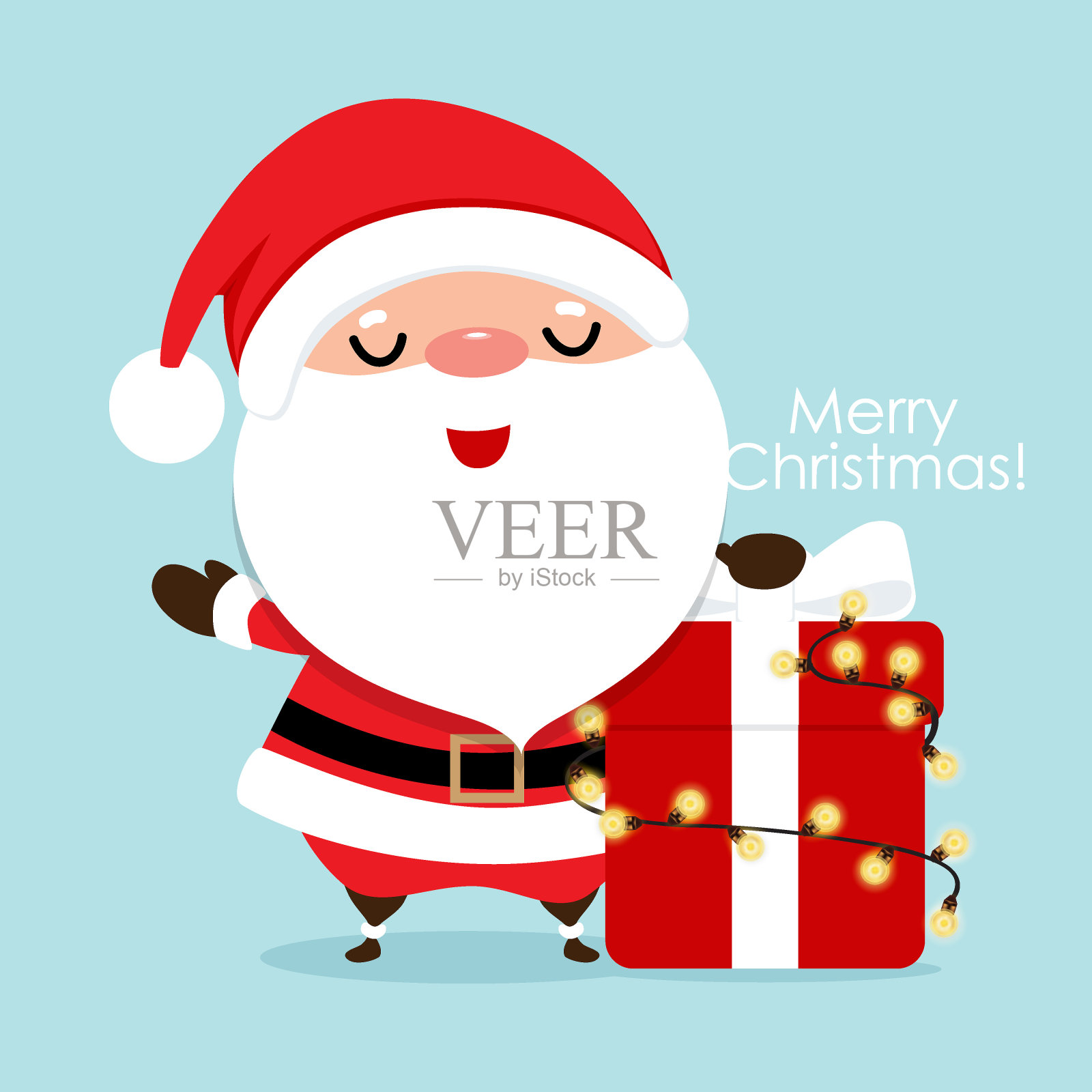 圣诞贺卡与圣诞老人，矢量插图插画图片素材