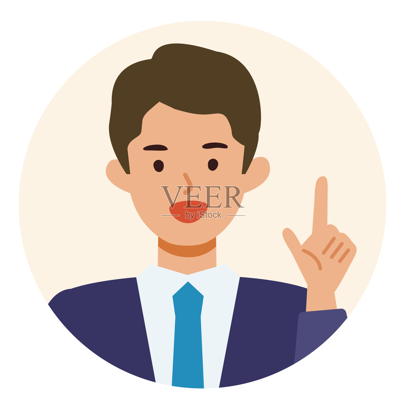 商人卡通人物。人们面对头像和图标。特写人物的指向。插画图片素材