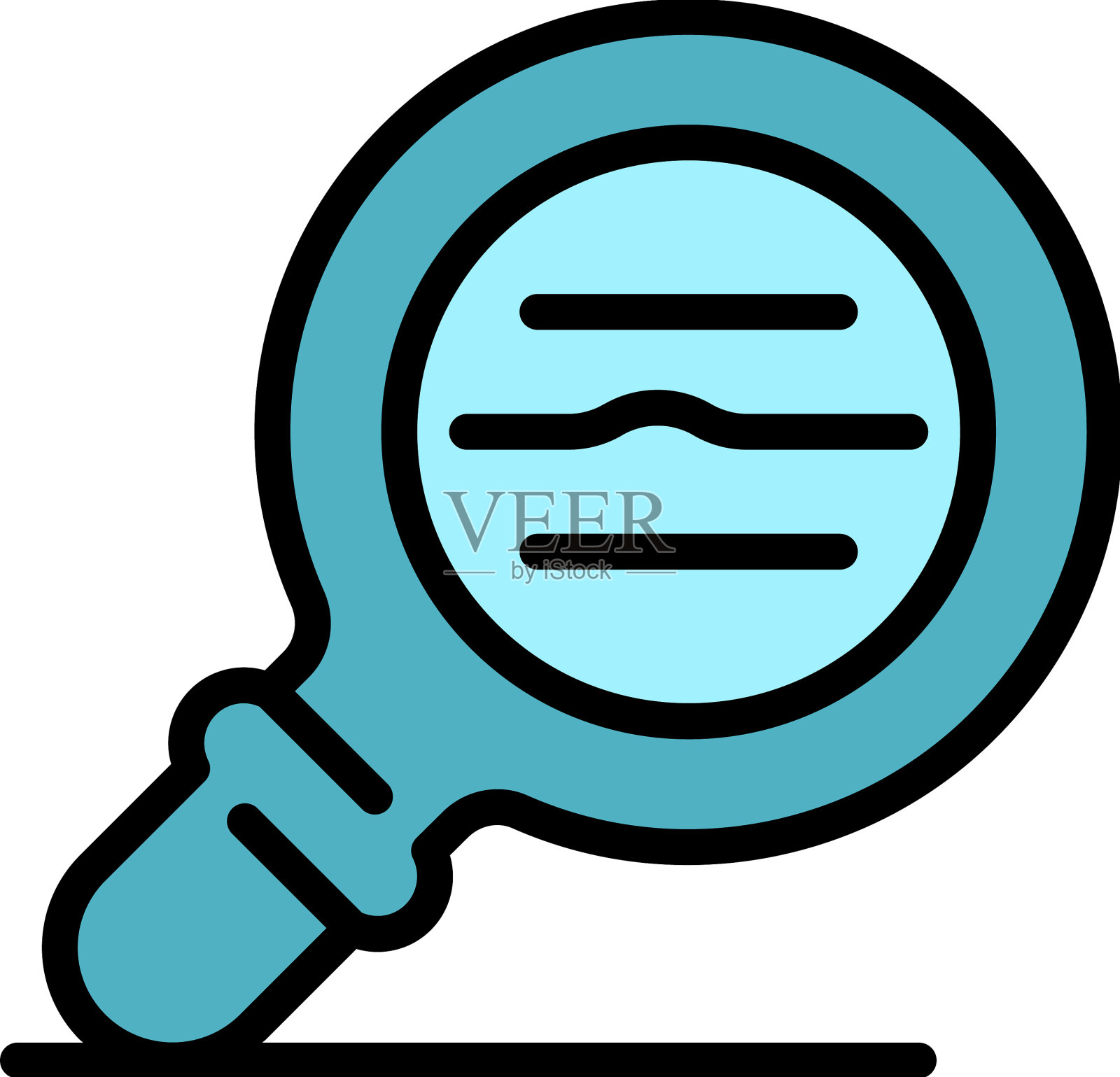 皱纹脸放大镜图标颜色轮廓插画图片素材