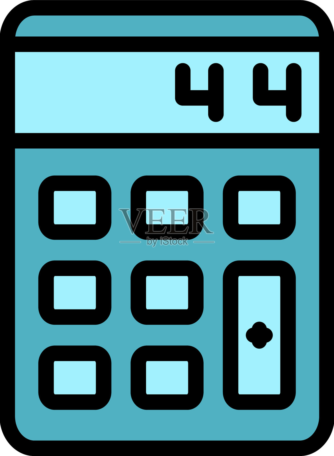 家庭办公室计算器图标颜色轮廓插画图片素材