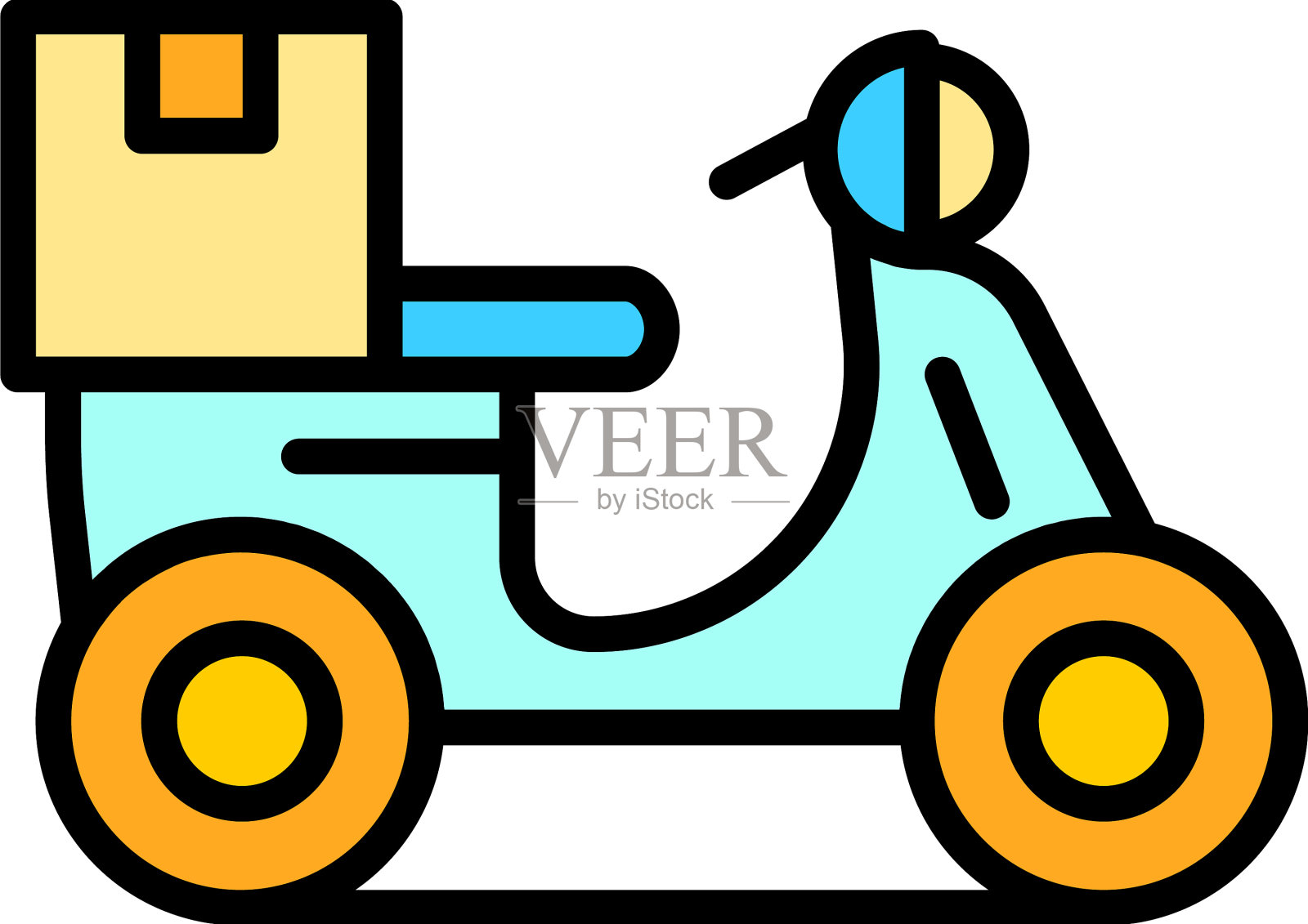 助力车送货图标颜色轮廓插画图片素材