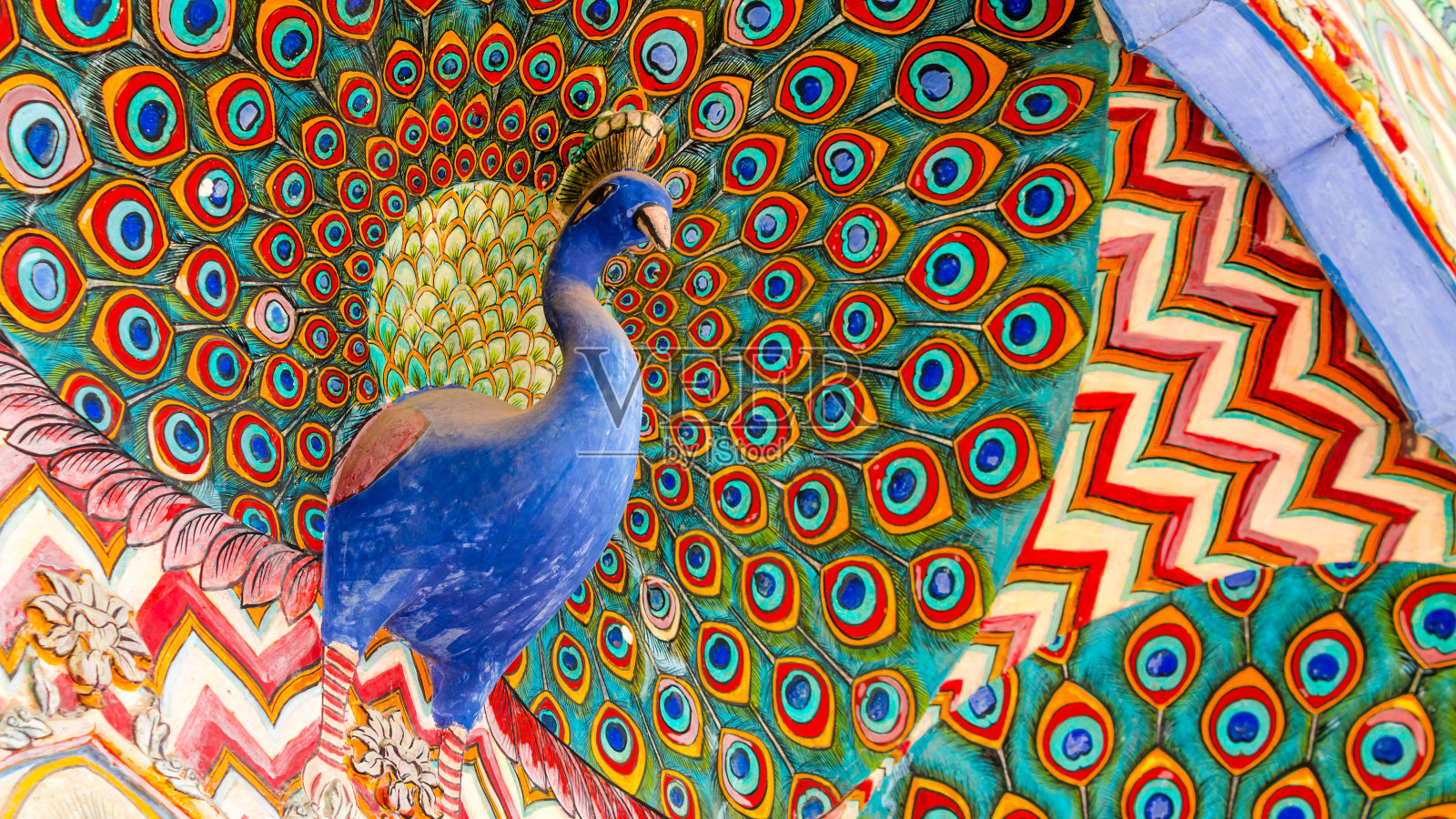 印度拉贾斯坦邦斋浦尔市的孔雀门照片摄影图片