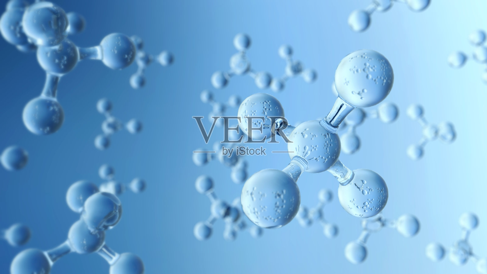 三维渲染分子结构，臭氧，氢和氧照片摄影图片