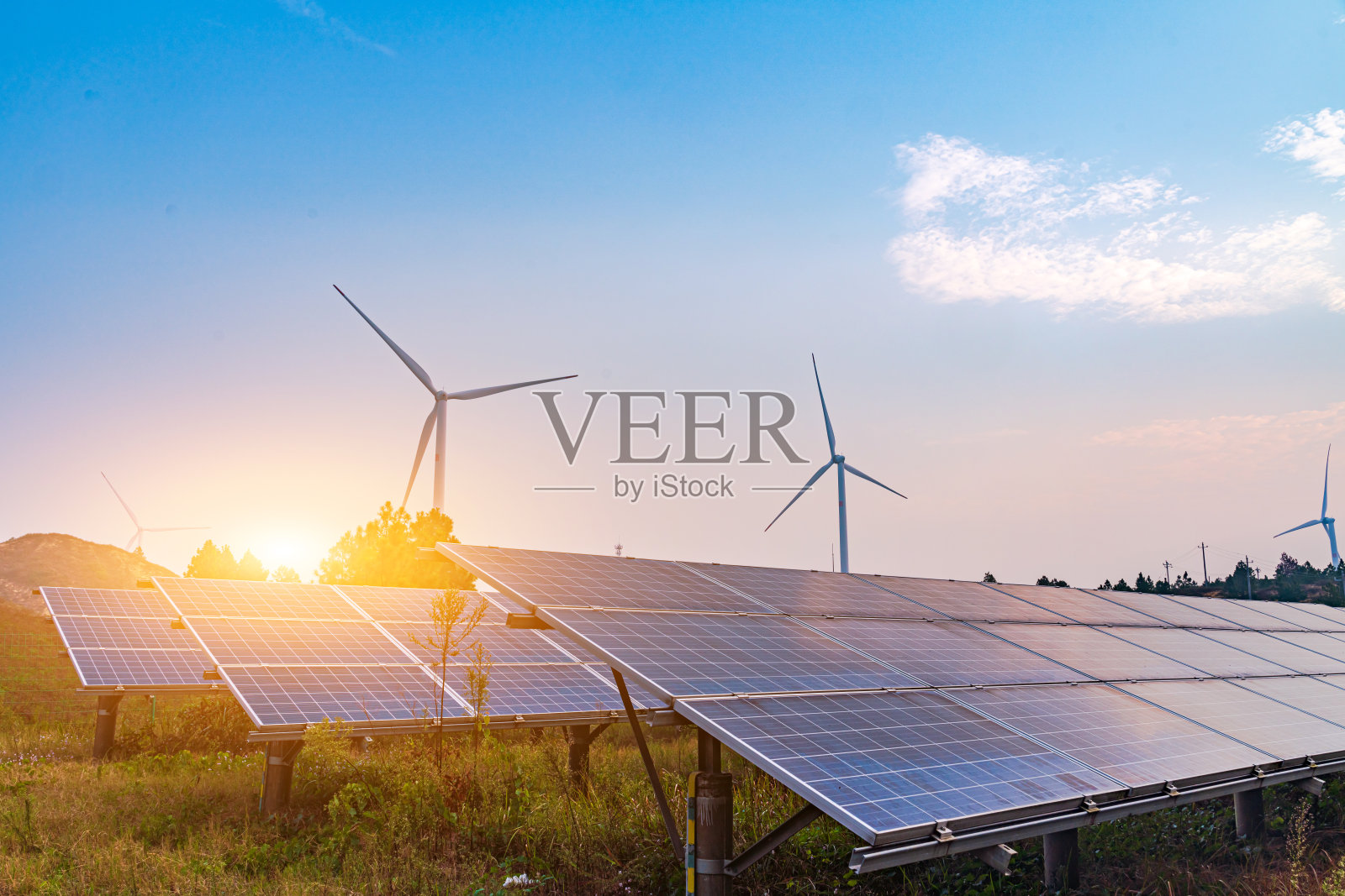 风能、光伏发电鸟瞰图照片摄影图片