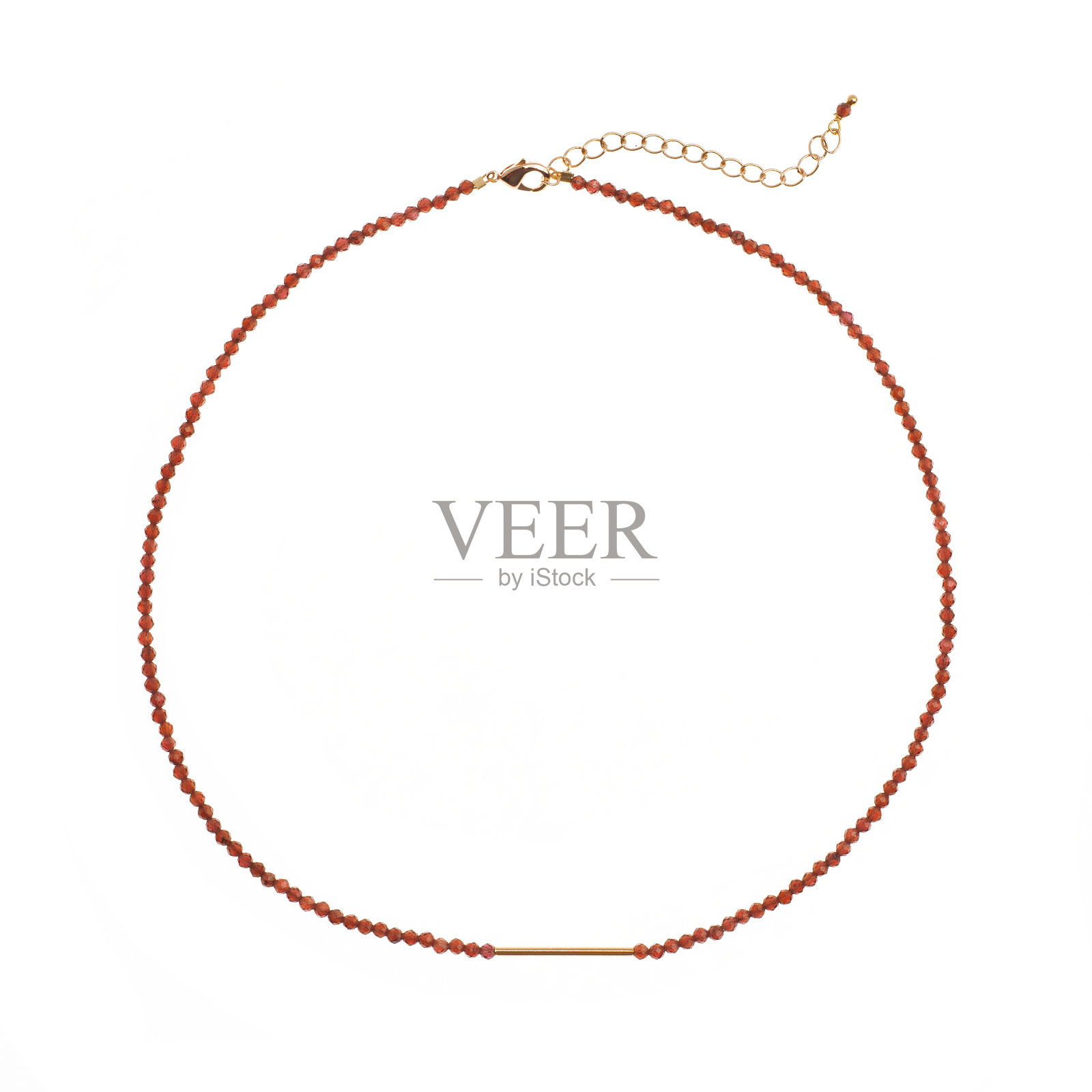 妇女项链的红色宝石的石头孤立在白色的背景照片摄影图片