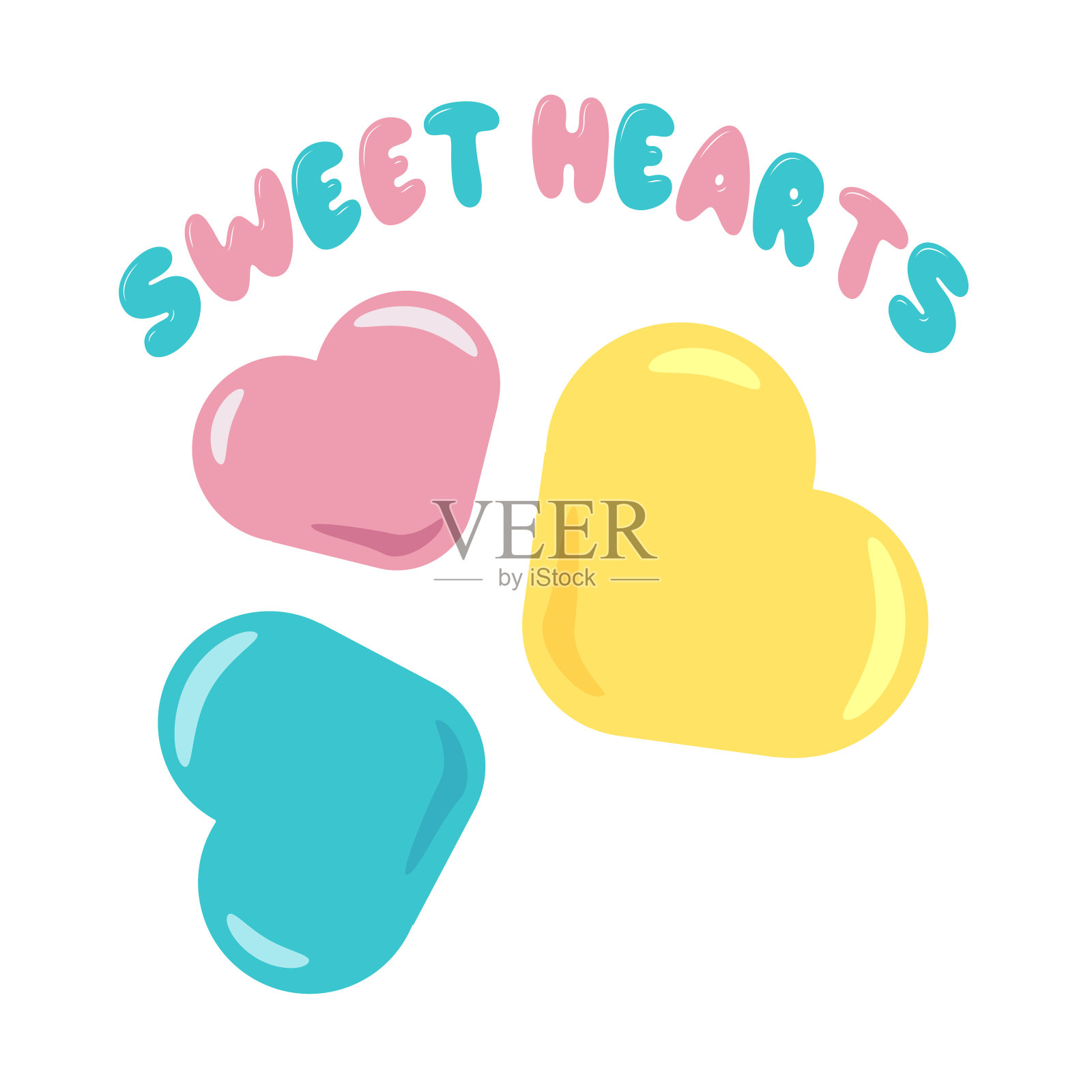 一套婴儿的心作为装饰的儿童的套和项目设计元素图片