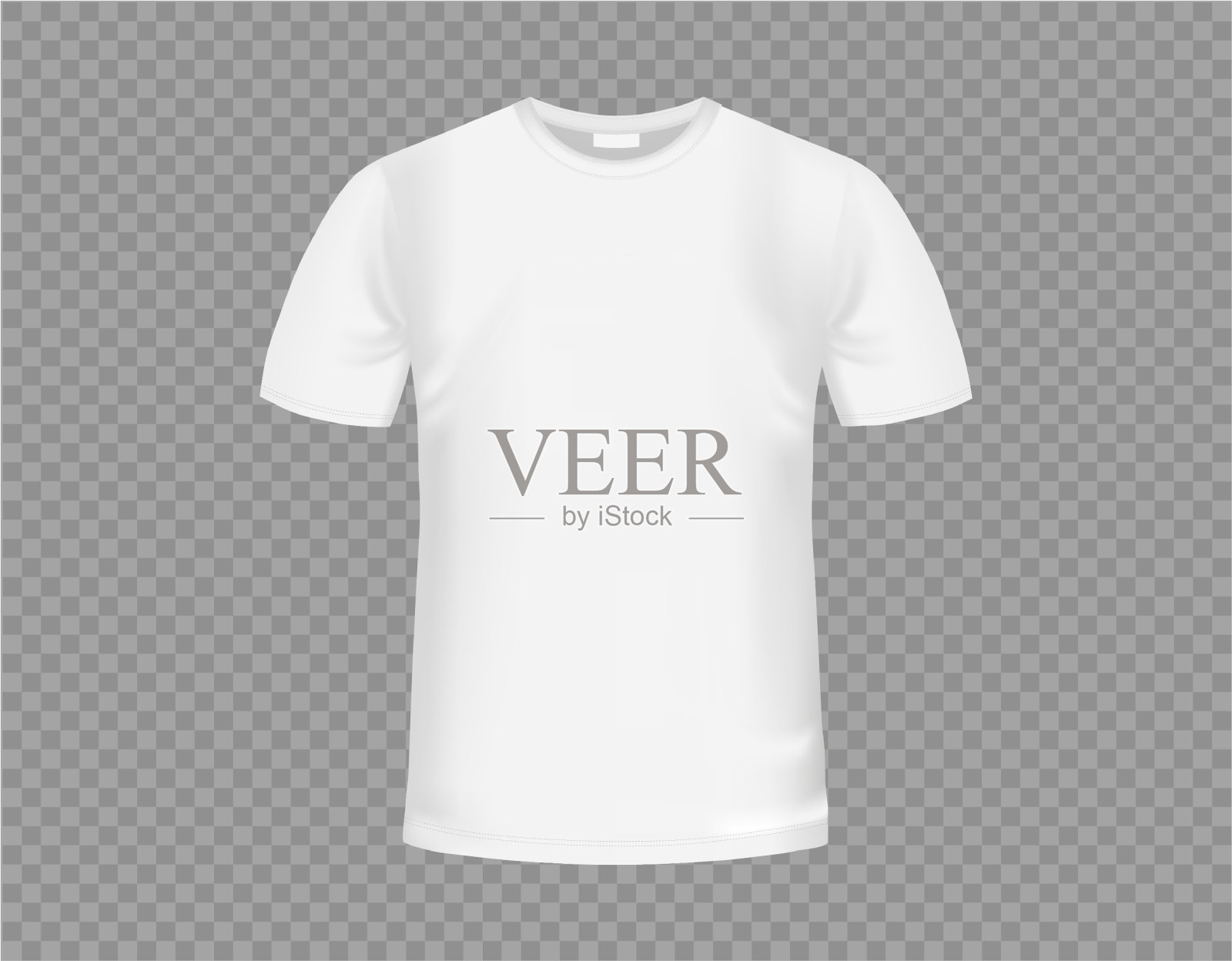 白色t恤模型。矢量现实模板隔离透明背景。男装或女装时装设计空白。前视图。EPS10。插画图片素材