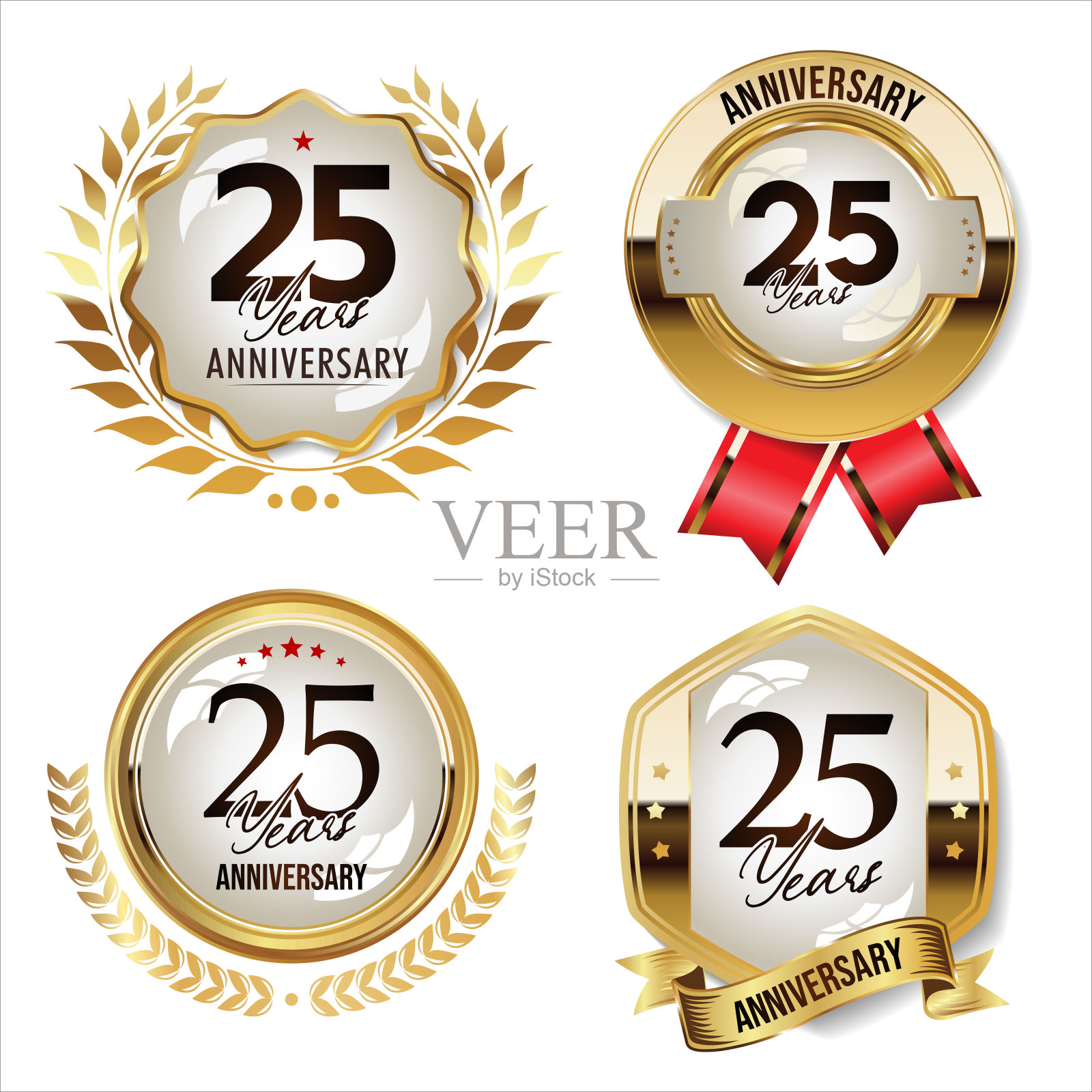 周年纪念章收藏，白色背景插画图片素材