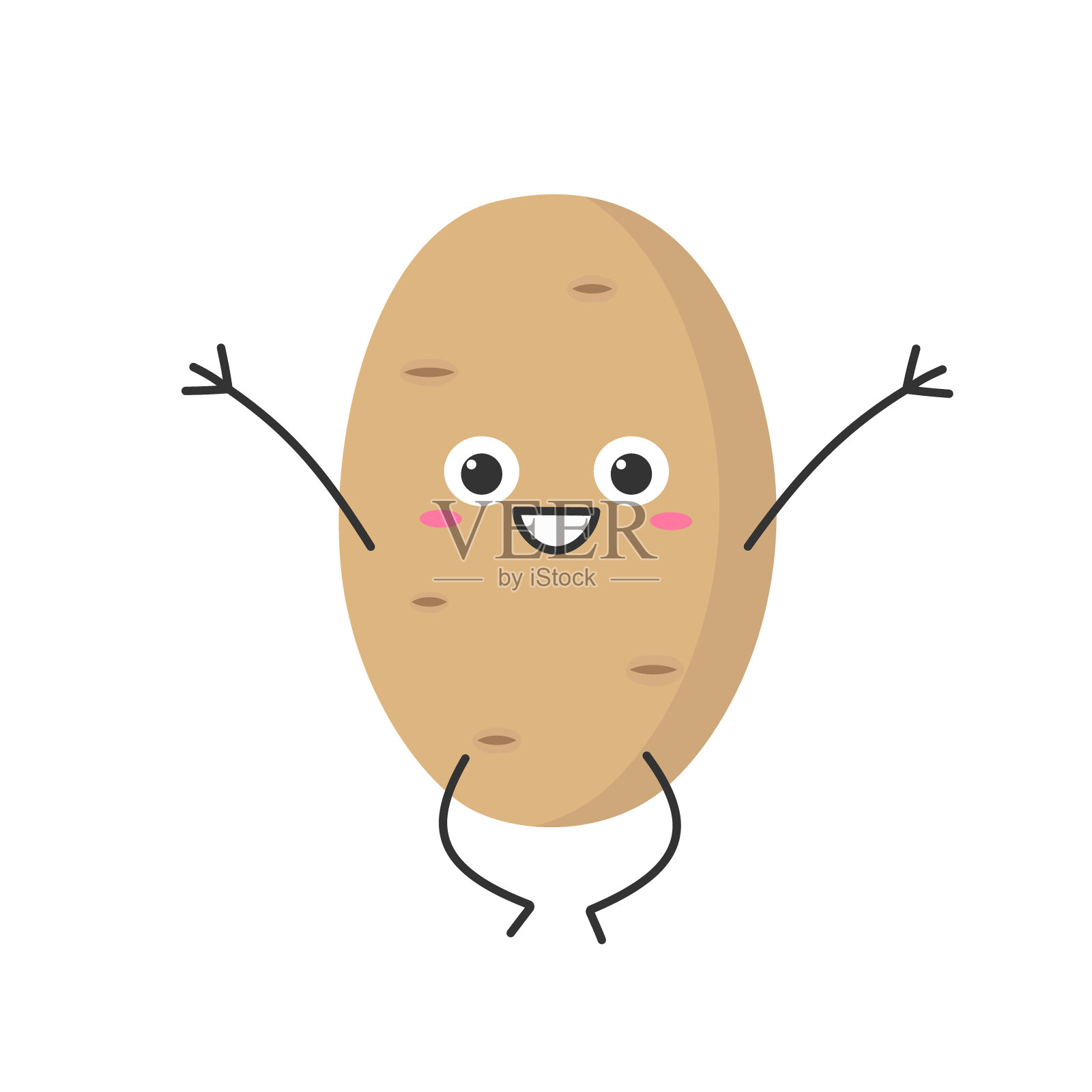 土豆可爱的人物卡通跳跃的情绪快乐快乐笑脸图标美丽的矢量插图。插画图片素材