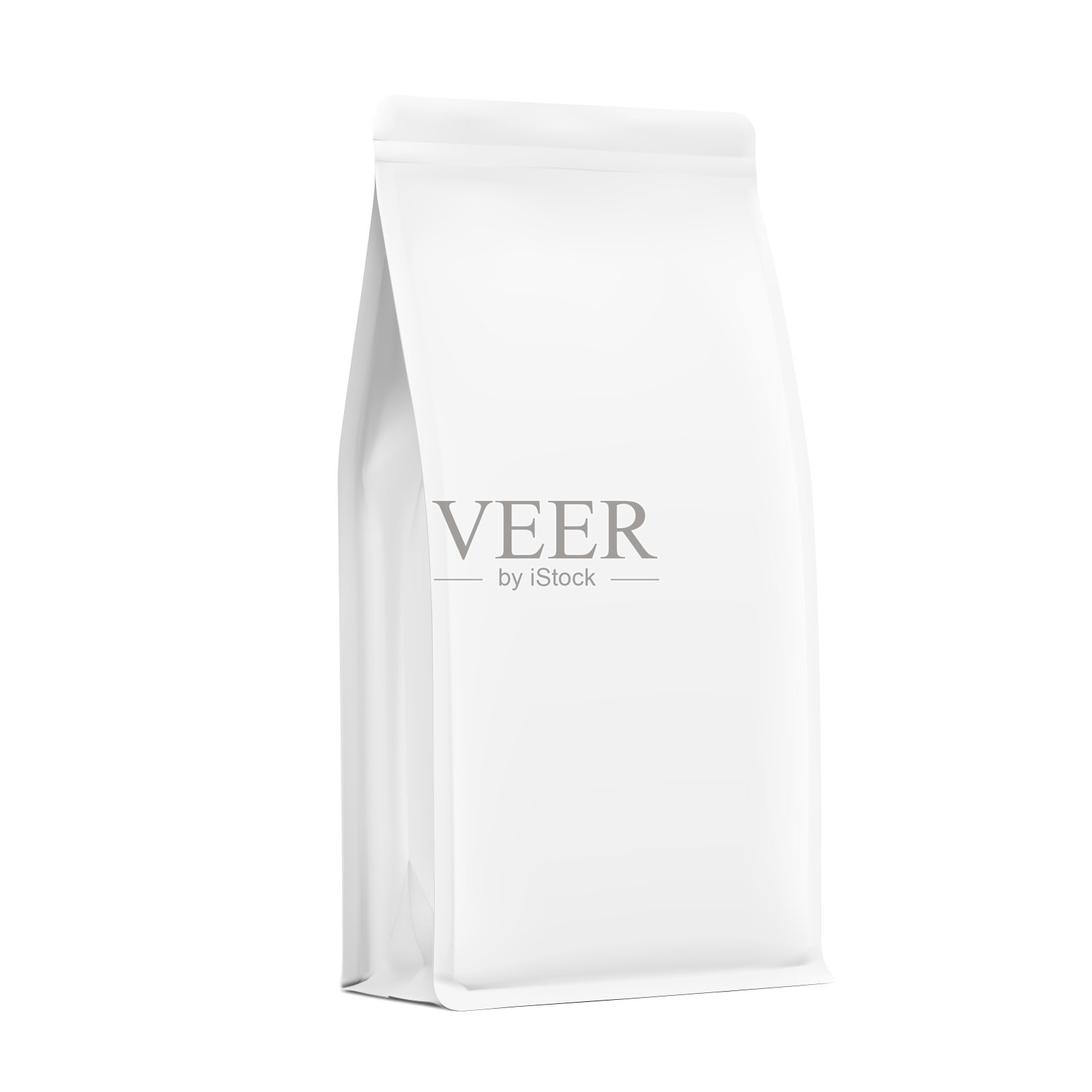 逼真的垂直袋子模型隔离在白色的背景。插画图片素材