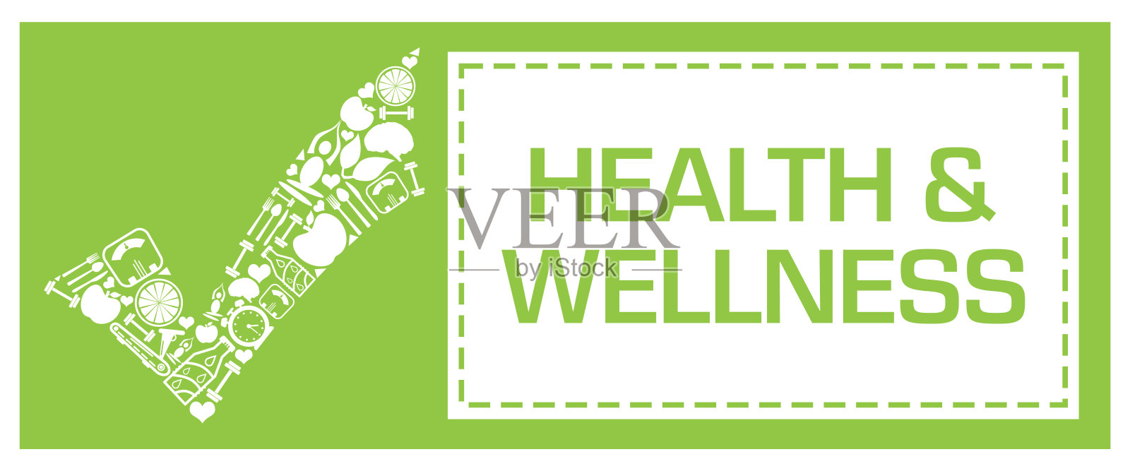 健康和健康绿色勾选健康符号绿色盒子插画图片素材