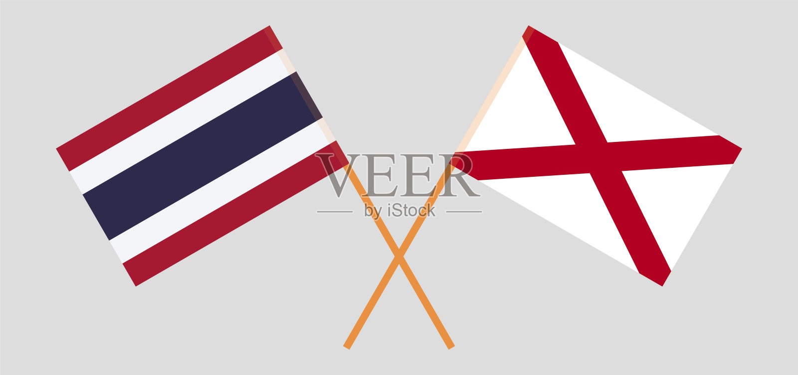 泰国和阿拉巴马州的交叉旗帜。官方色彩。正确的比例插画图片素材