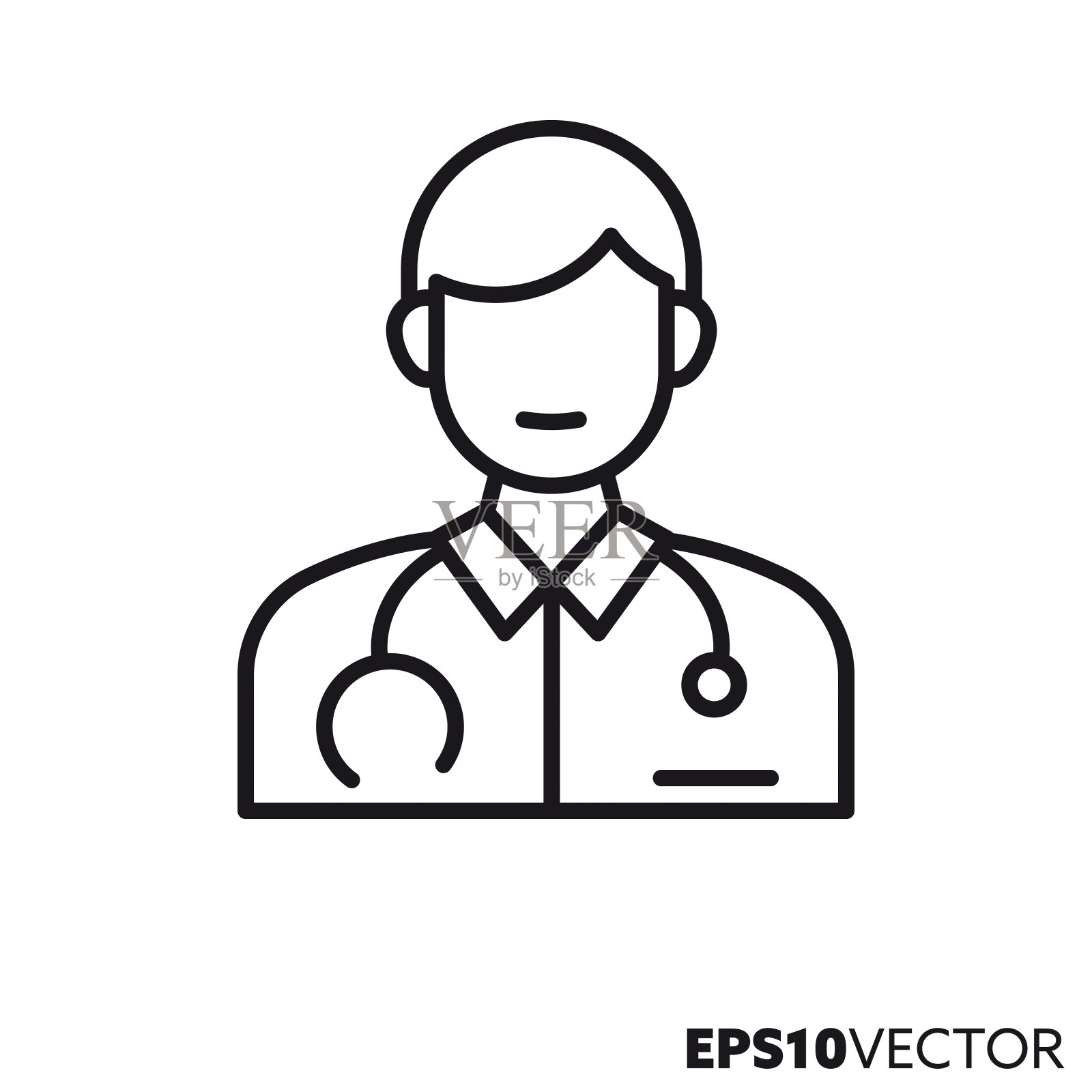 男医生矢量线图标插画图片素材