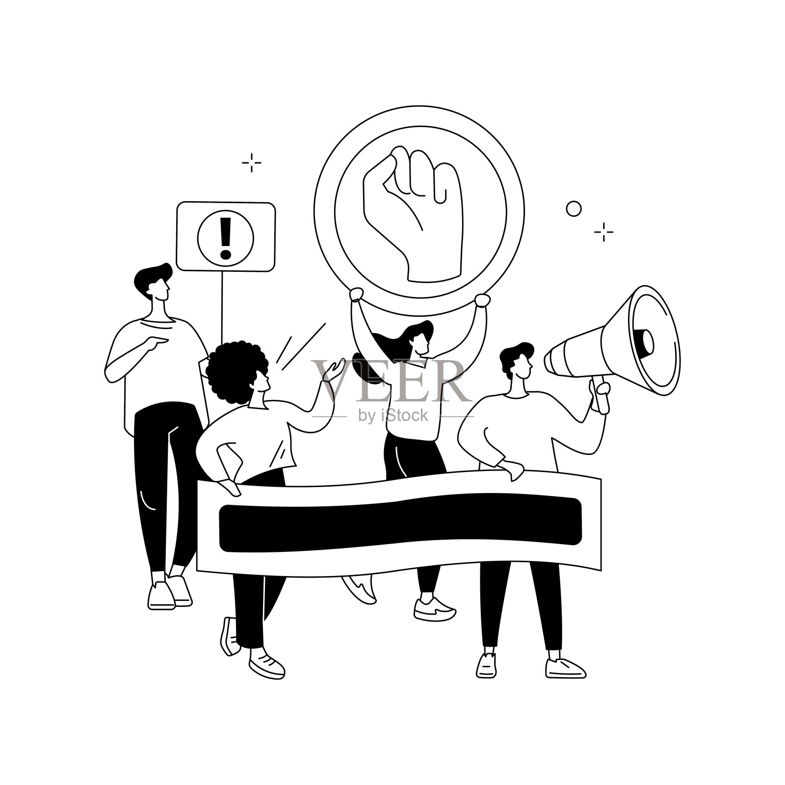 社会运动抽象概念矢量插图。设计元素图片