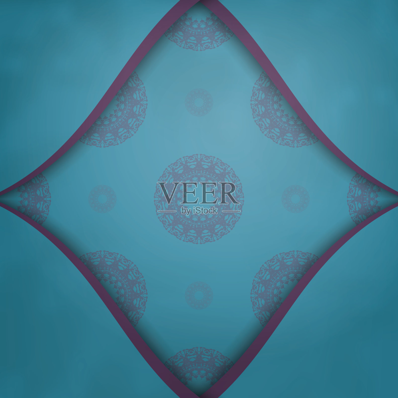 贺卡在绿松石颜色豪华紫色装饰准备的印刷。插画图片素材