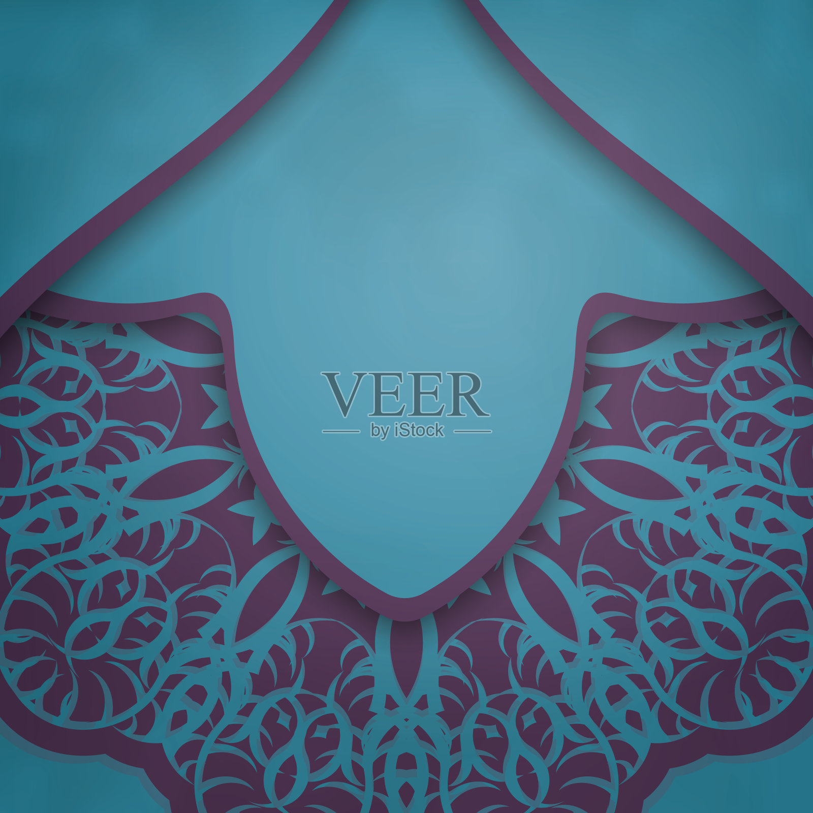 为您的品牌设计的蓝绿色希腊紫色问候手册。插画图片素材