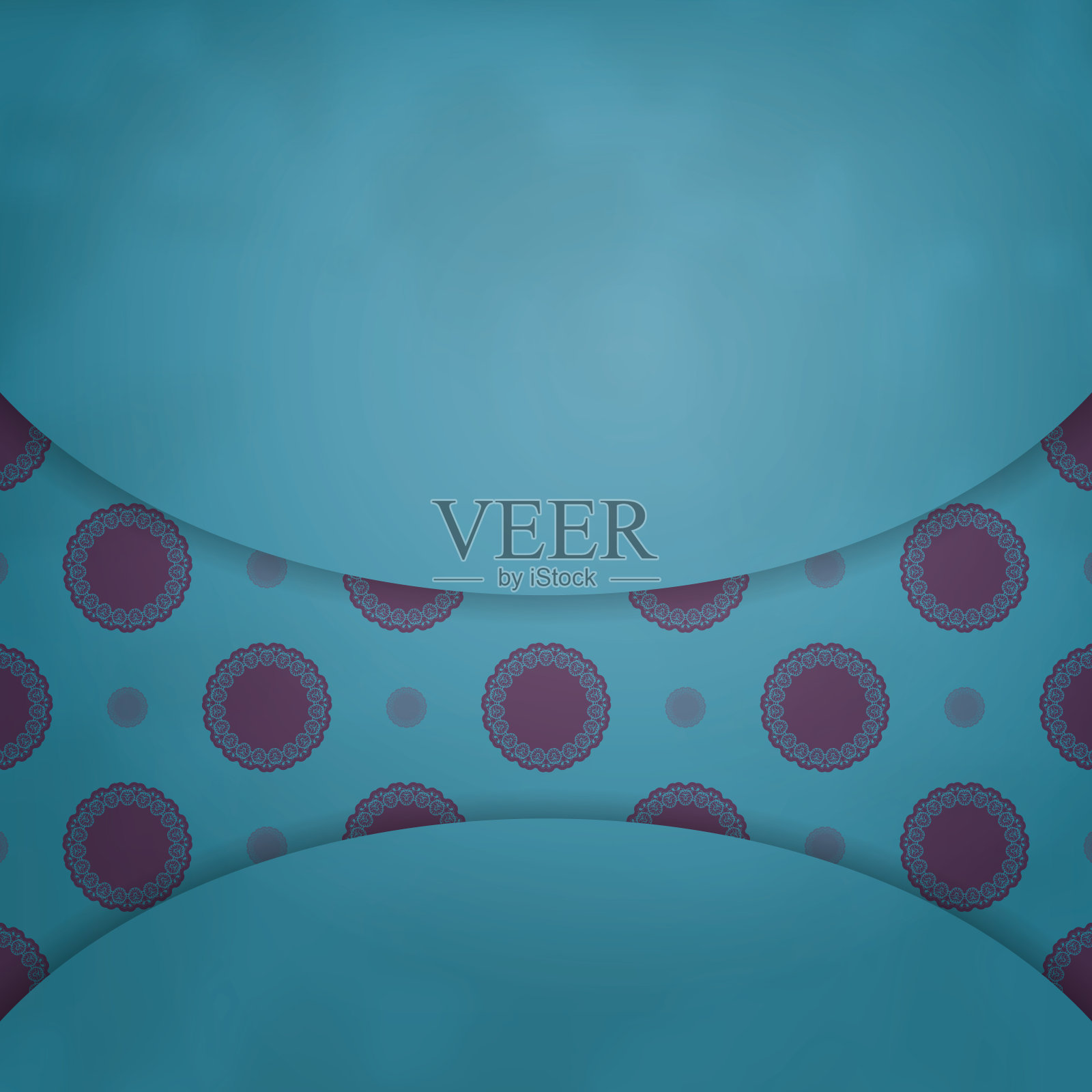 蓝绿色的问候手册，豪华的紫色图案，祝贺您。插画图片素材