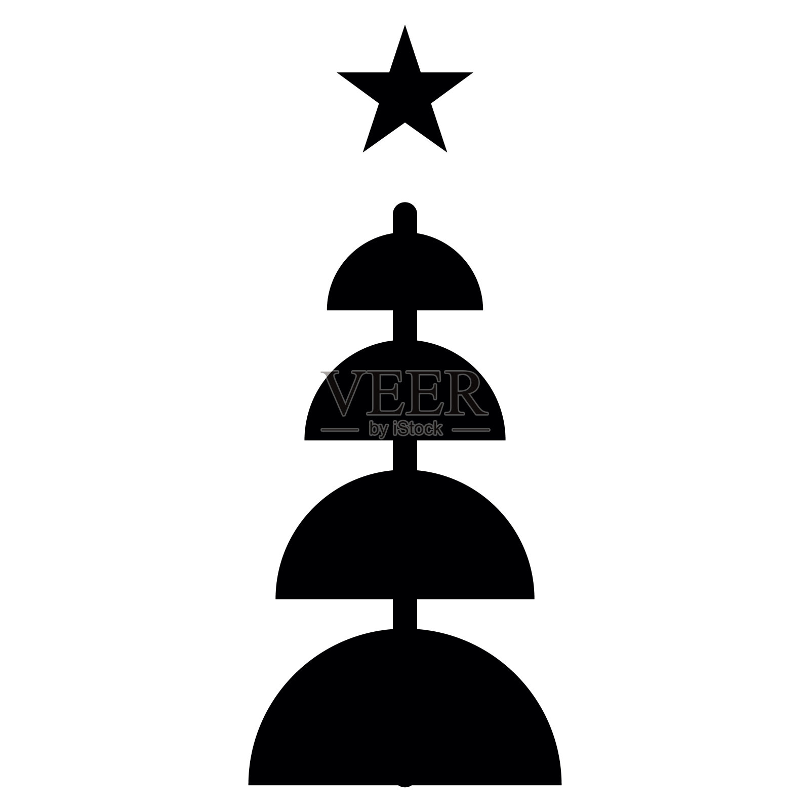 圣诞树涂鸦图标素描线向量。新年快乐派对设计图标素材