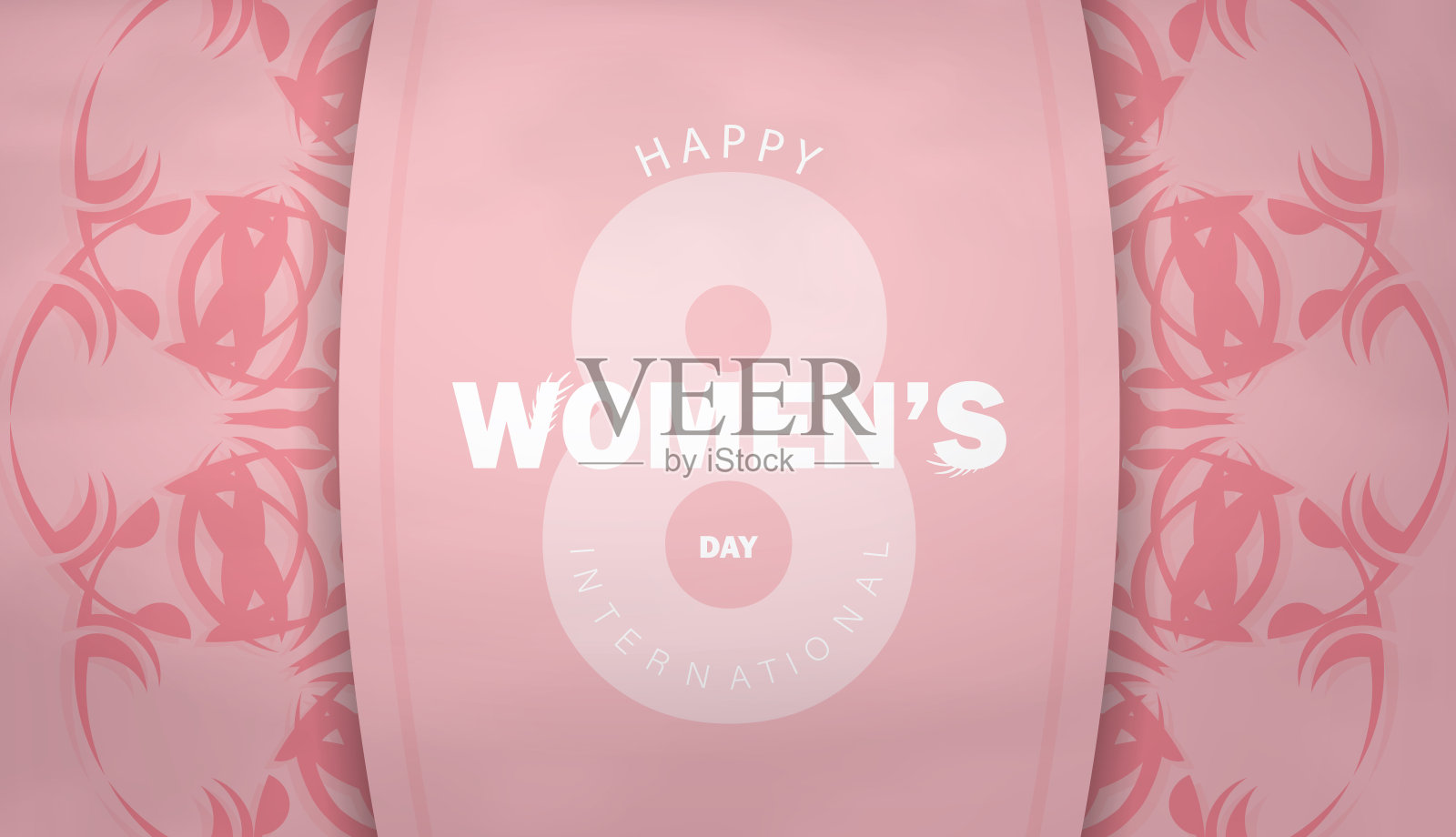 假日传单8月8日国际妇女日粉红色与复古装饰插画图片素材