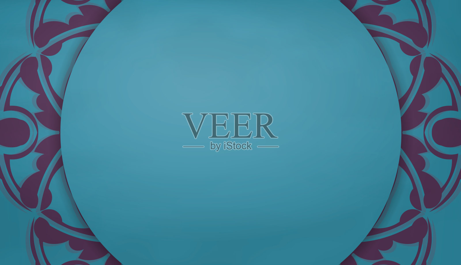 蓝绿色背景与豪华紫色装饰和空间的标志或文字插画图片素材