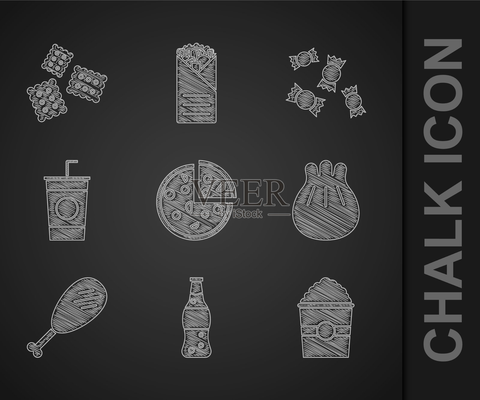 在盒子里装一瓶水爆米花图标素材