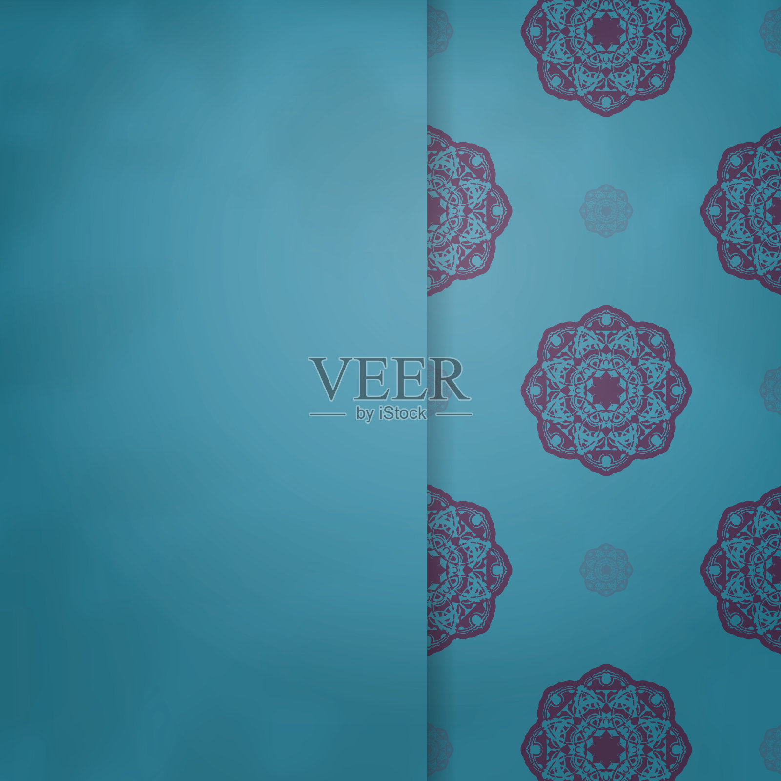 绿松石宣传册与希腊紫色装饰为您的设计。插画图片素材