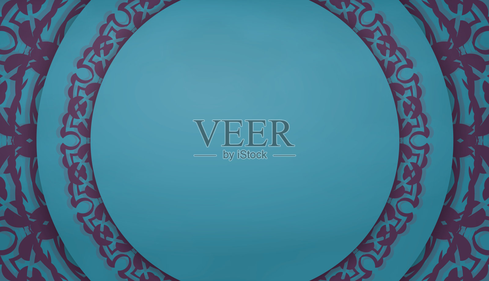 蓝绿色背景与抽象紫色装饰和空间为您的标志或文本插画图片素材