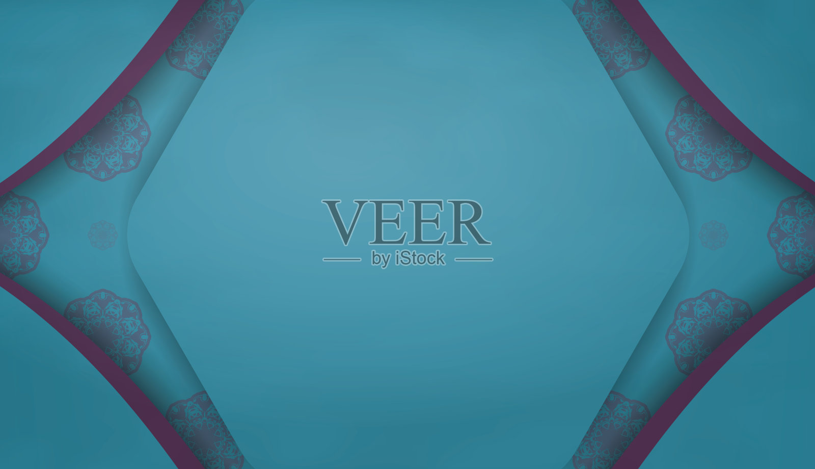 蓝绿色旗帜与复古紫色装饰和空间为您的标志插画图片素材