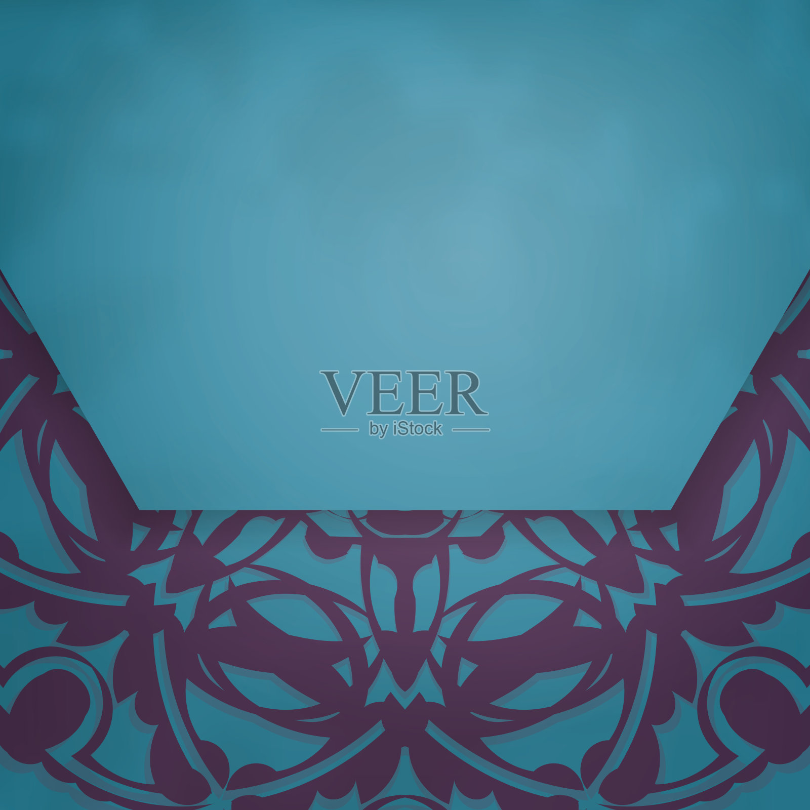 蓝绿色传单与印度紫色图案为您的设计。插画图片素材