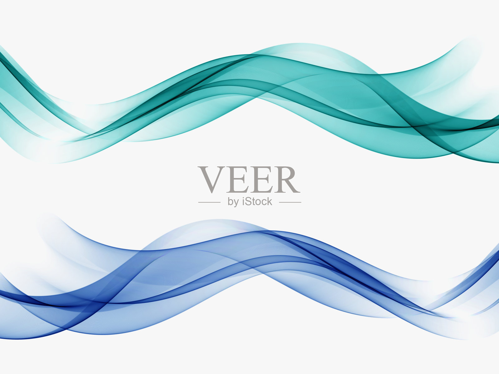 一组抽象的蓝色波浪。矢量插图EPS 10插画图片素材