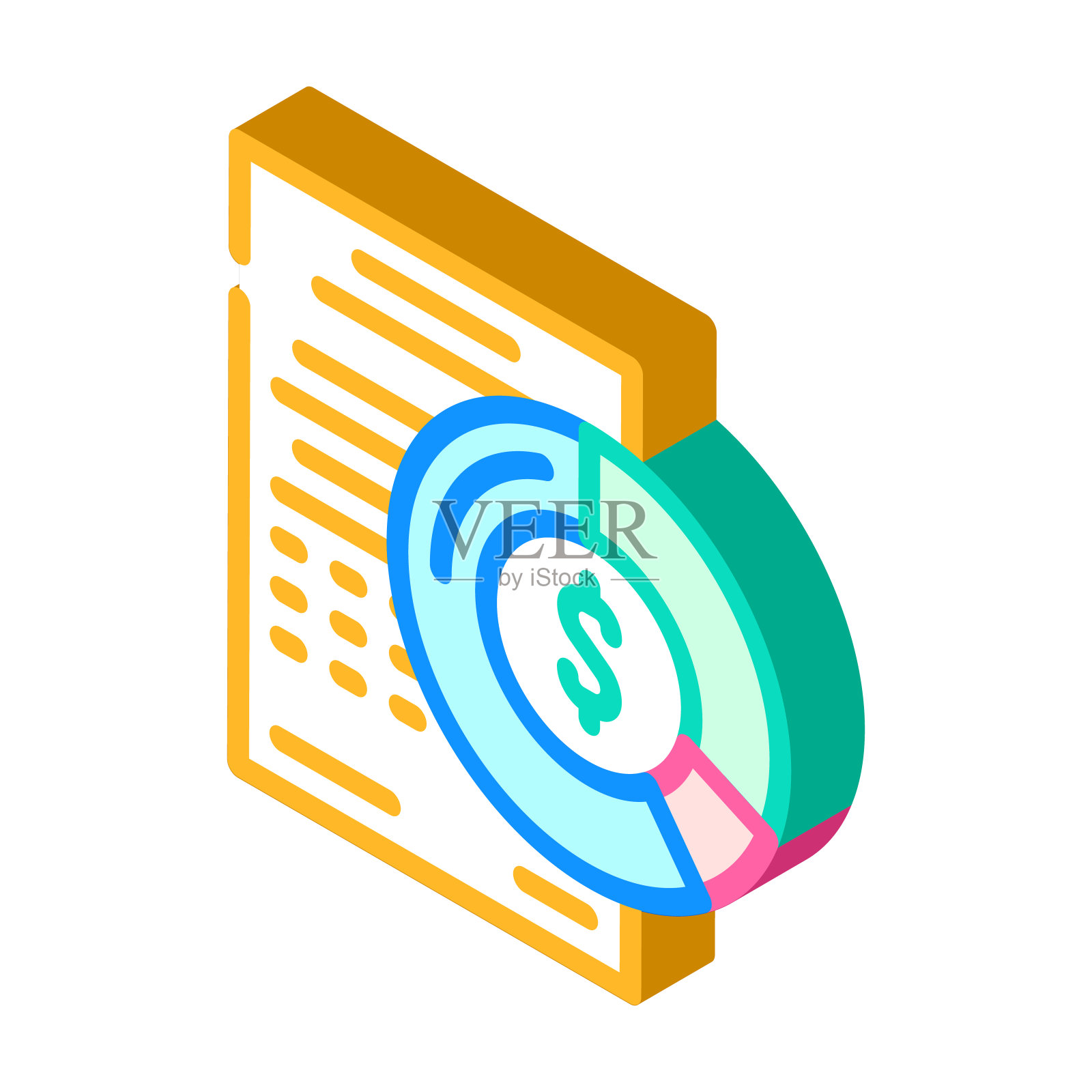 财务计划文件等距图标矢量插图插画图片素材